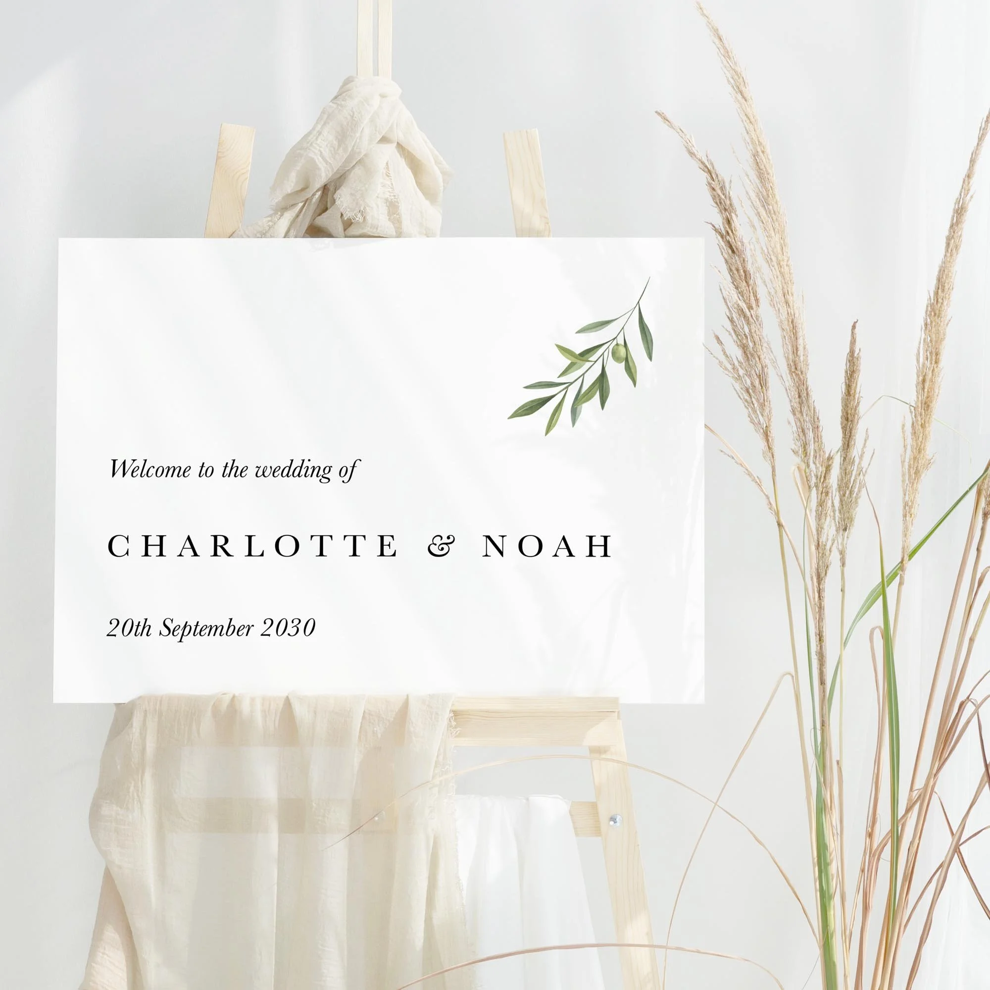 Olive wedding welcome sign design