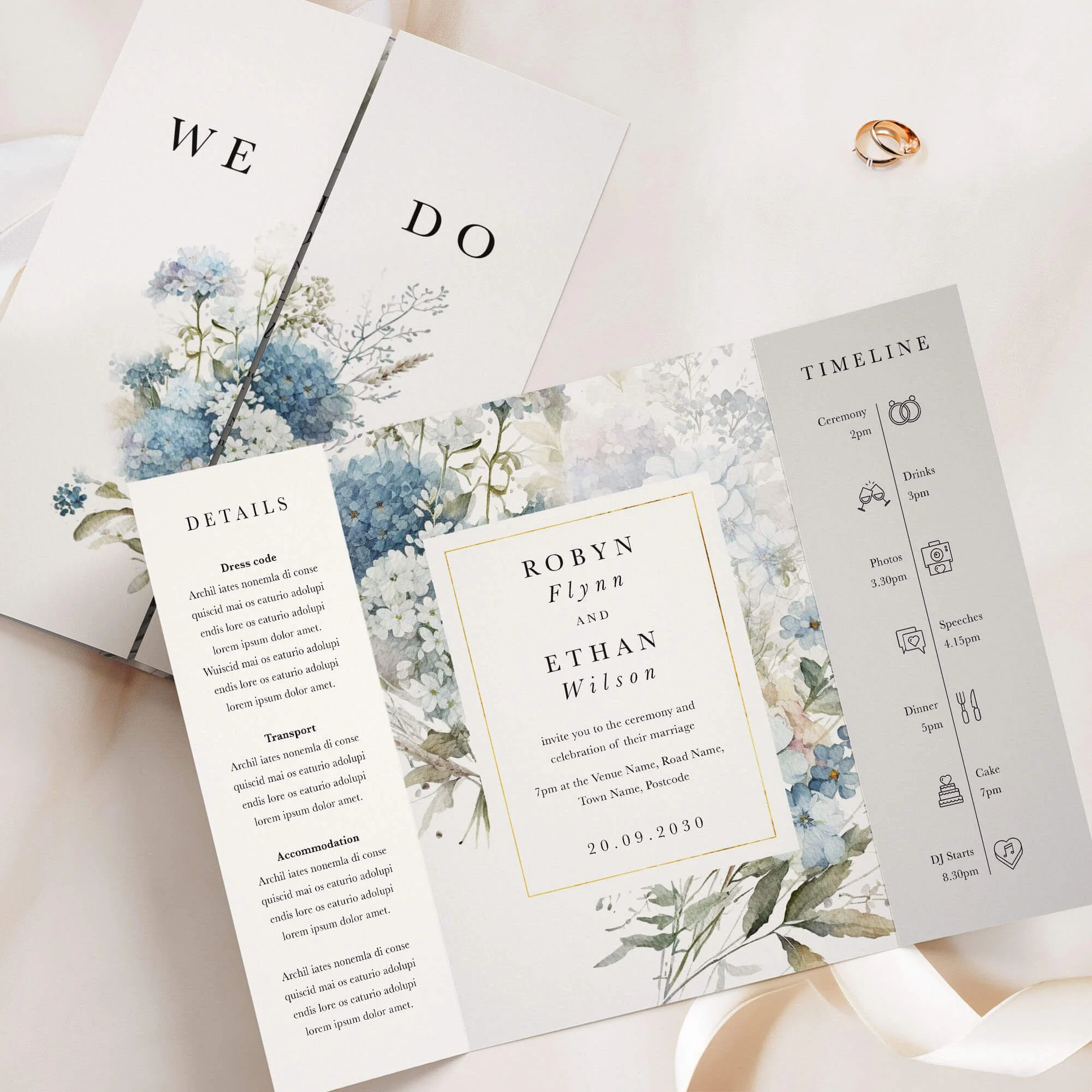 The Dusty Blue Gatefold Wedding Invitation