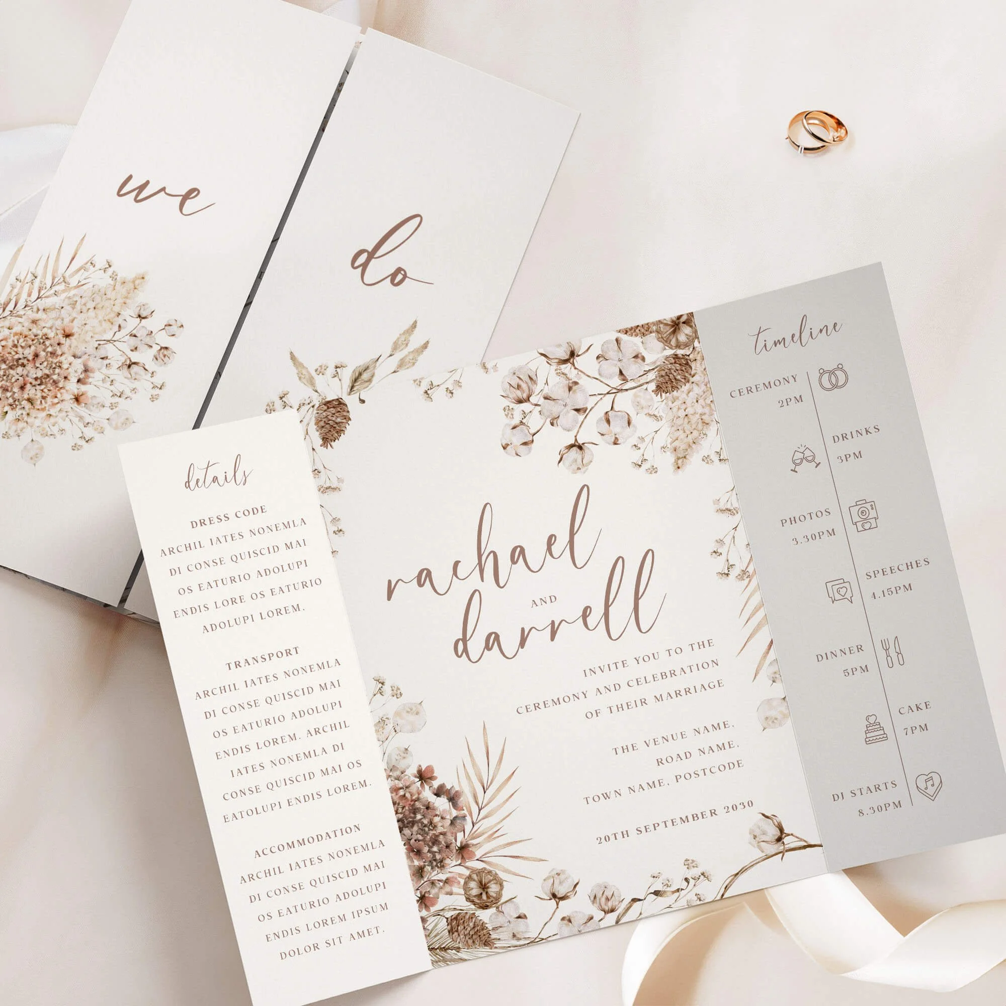The Boho Collection (Calligraphy) Gatefold Wedding Invitation
