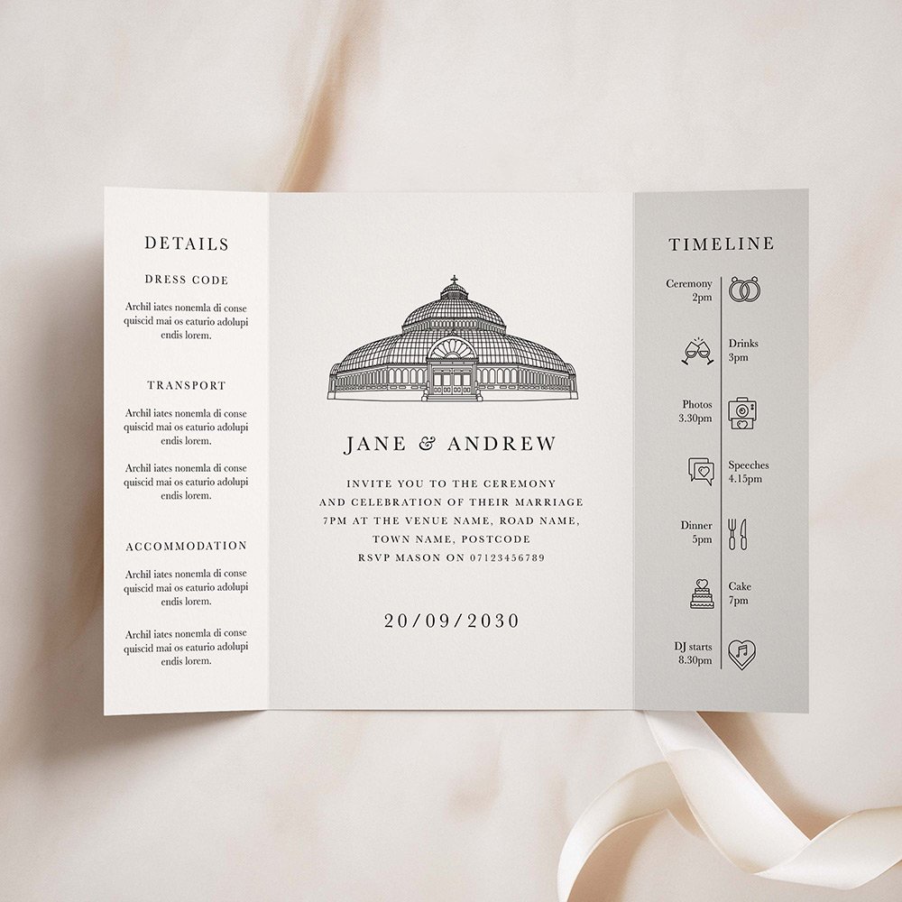Venue Sketch Gatefold Wedding Invites