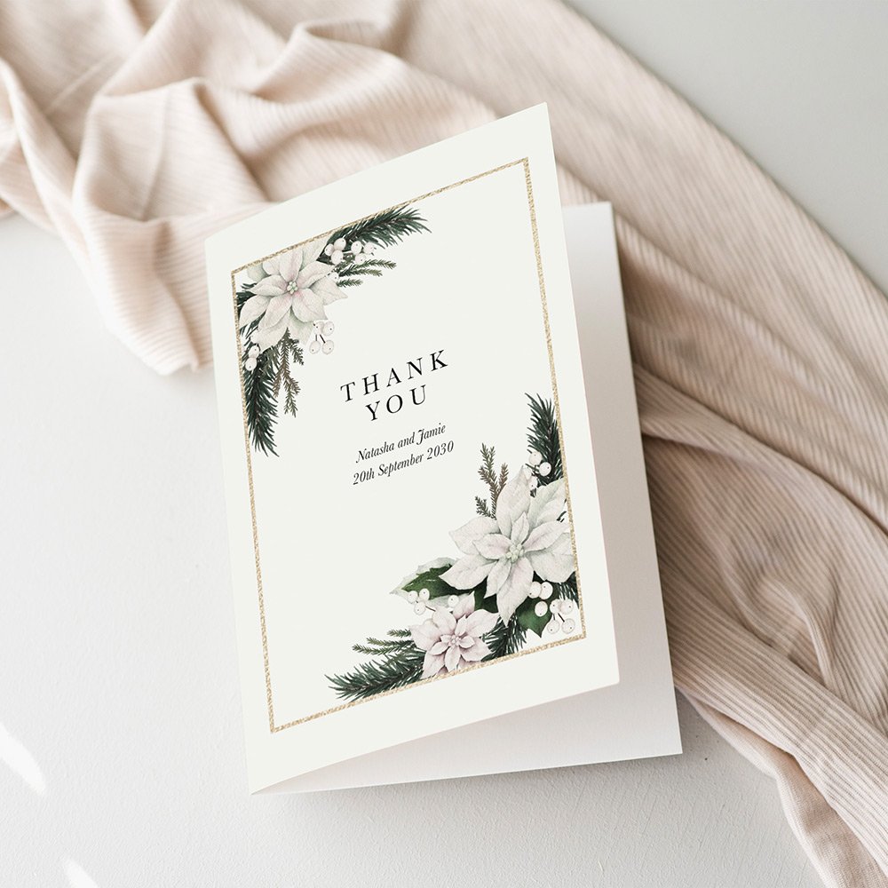 White Winter Wedding Thank You Cards
