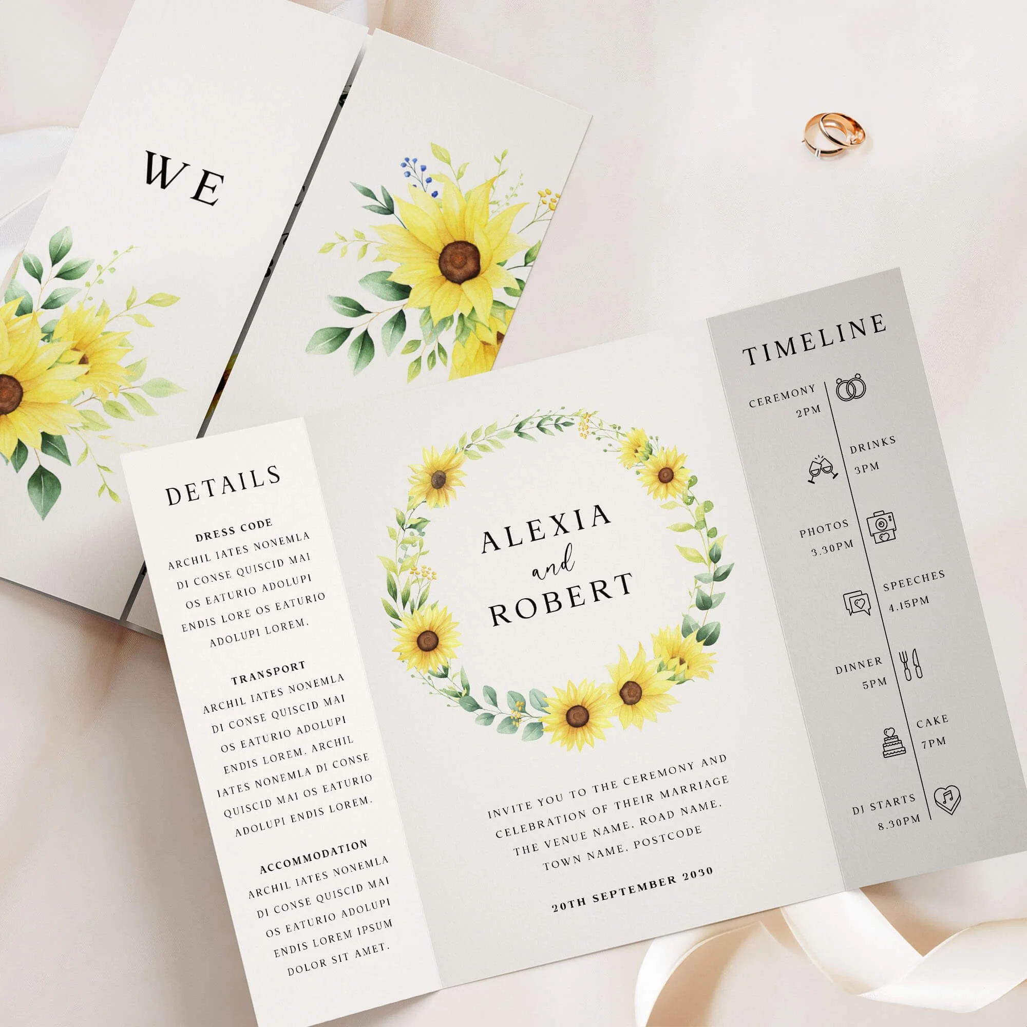 The Sunflower Bouquet Gatefold Wedding Invitation