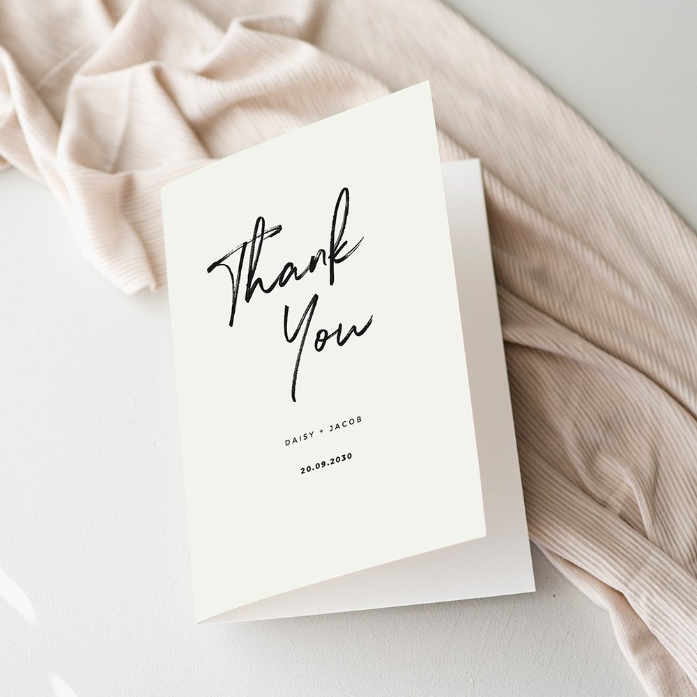 Modern Black and White Thank You Cards For Wedding