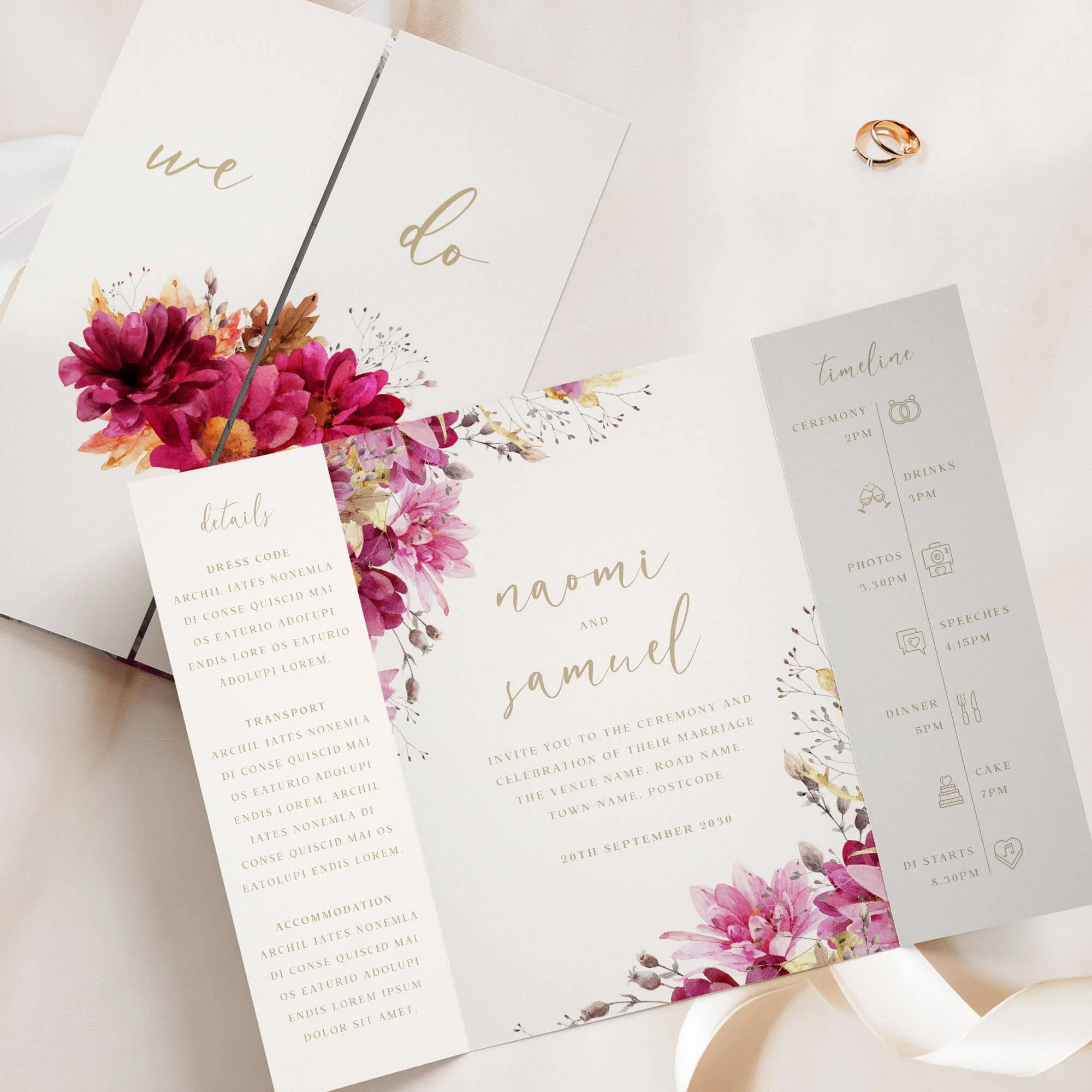 The Chrysanthemum (Calligraphy) Gatefold Wedding Invitation