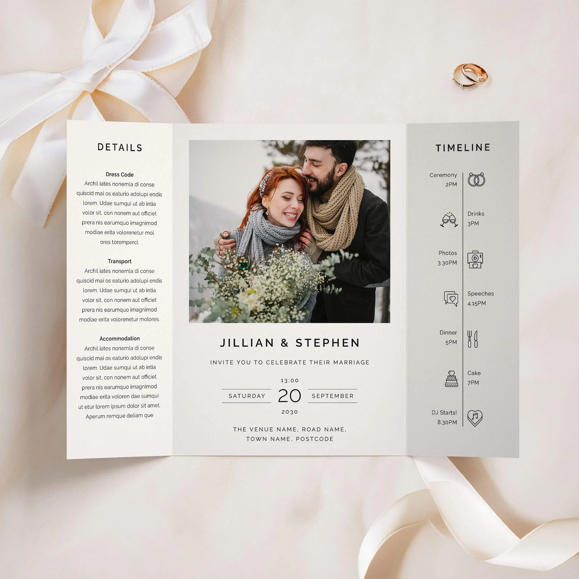 Photo gatefold wedding invitation