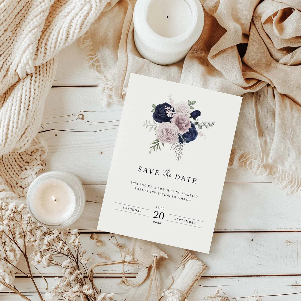 Gold White Rose Wedding Save The Date Invitation | Zazzle