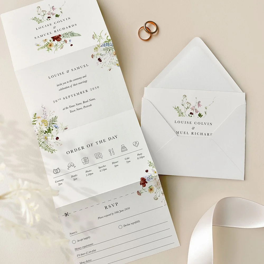 Wildflower Floral Concertina Wedding Invites