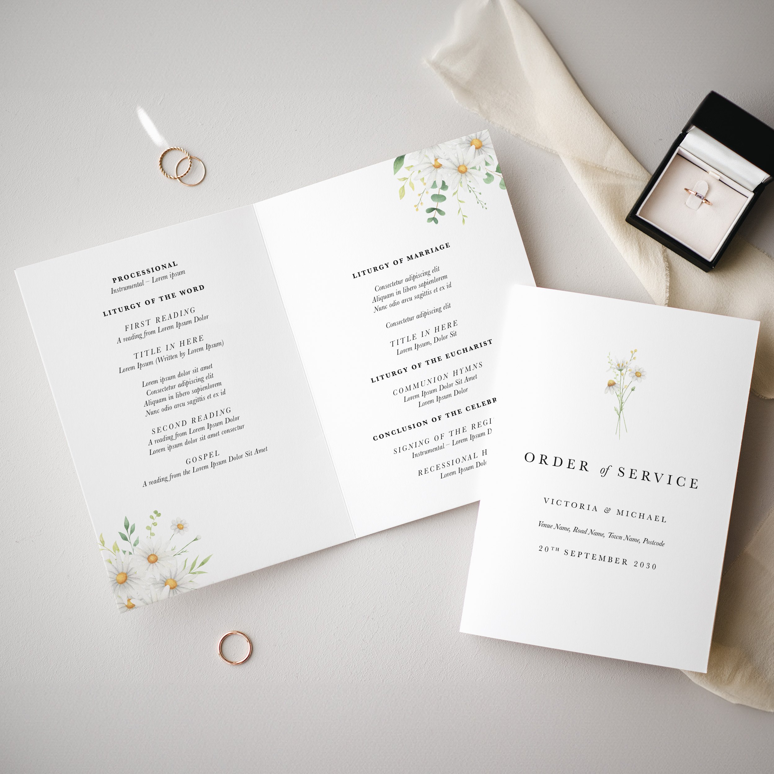 Daisy Wedding Order of Service Booklet