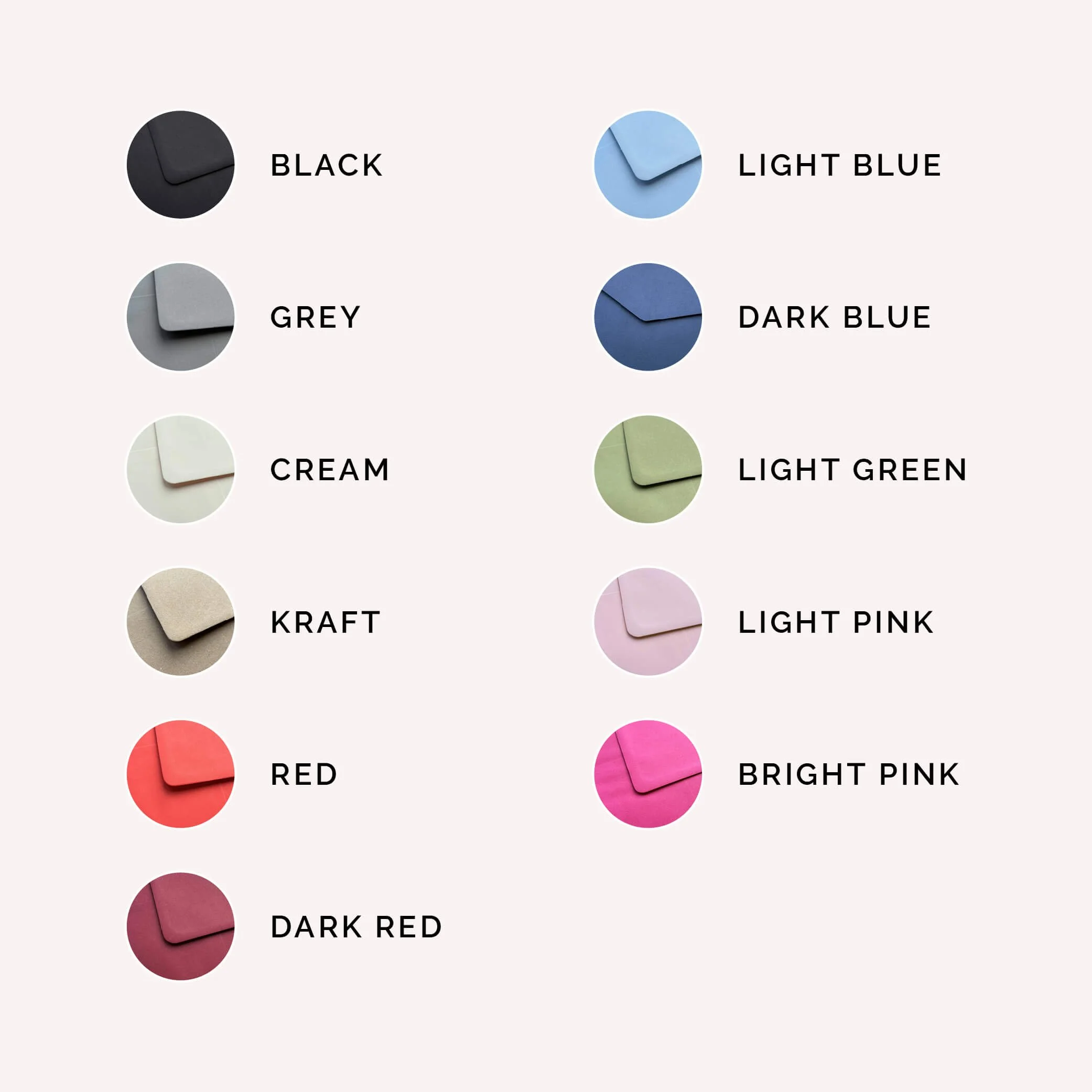 Colour envelope upgrade for A6 wedding invitations with various colour options