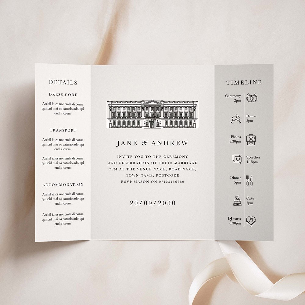 Venue Sketch Gatefold Wedding Invites