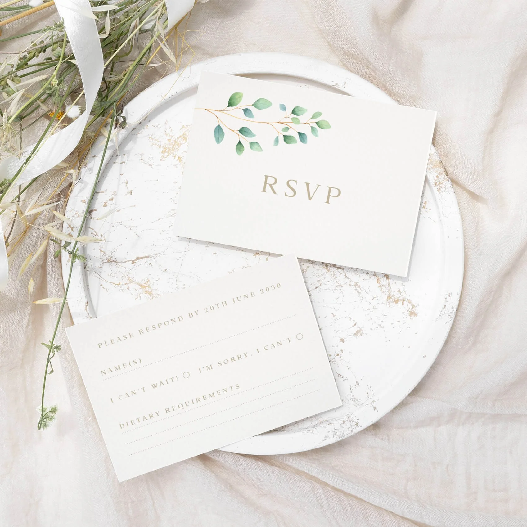 The Eucalyptus Foliage Wedding RSVP Cards