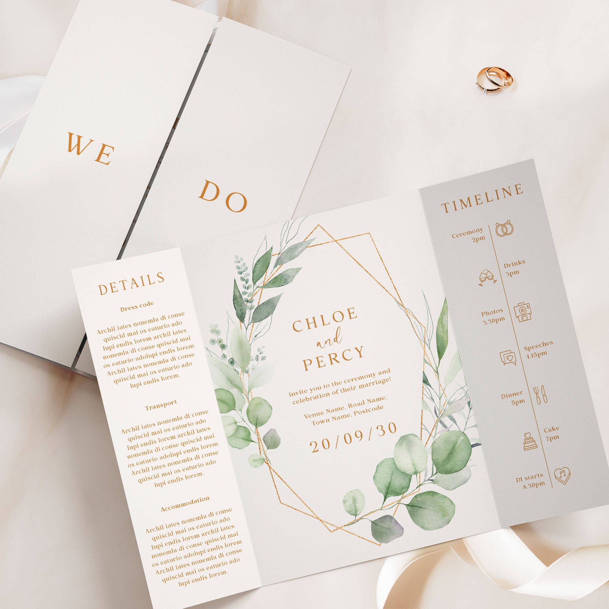 The Eucalyptus Frame Gatefold Wedding Invitation