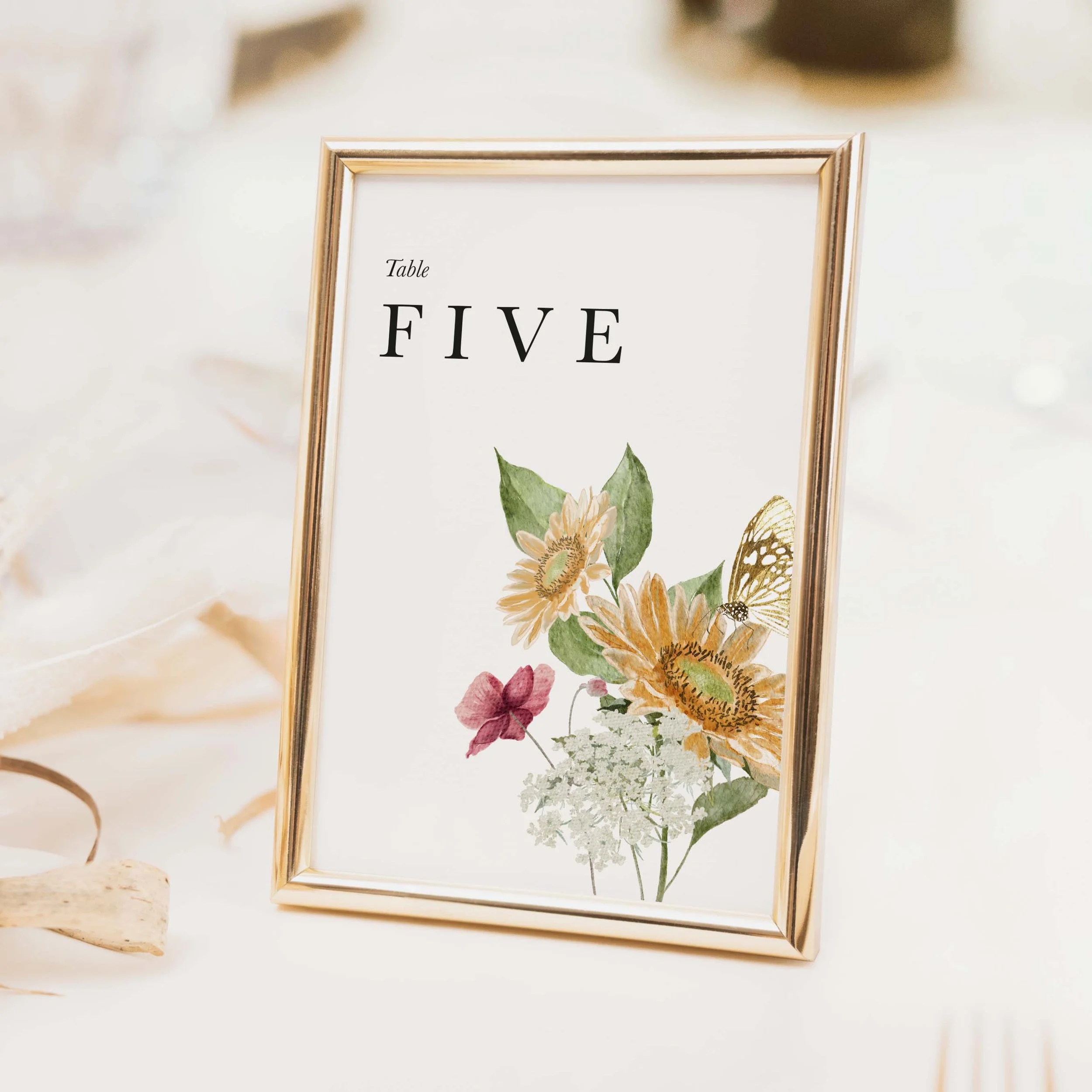 The Autumn Sunflower Wedding Table Number