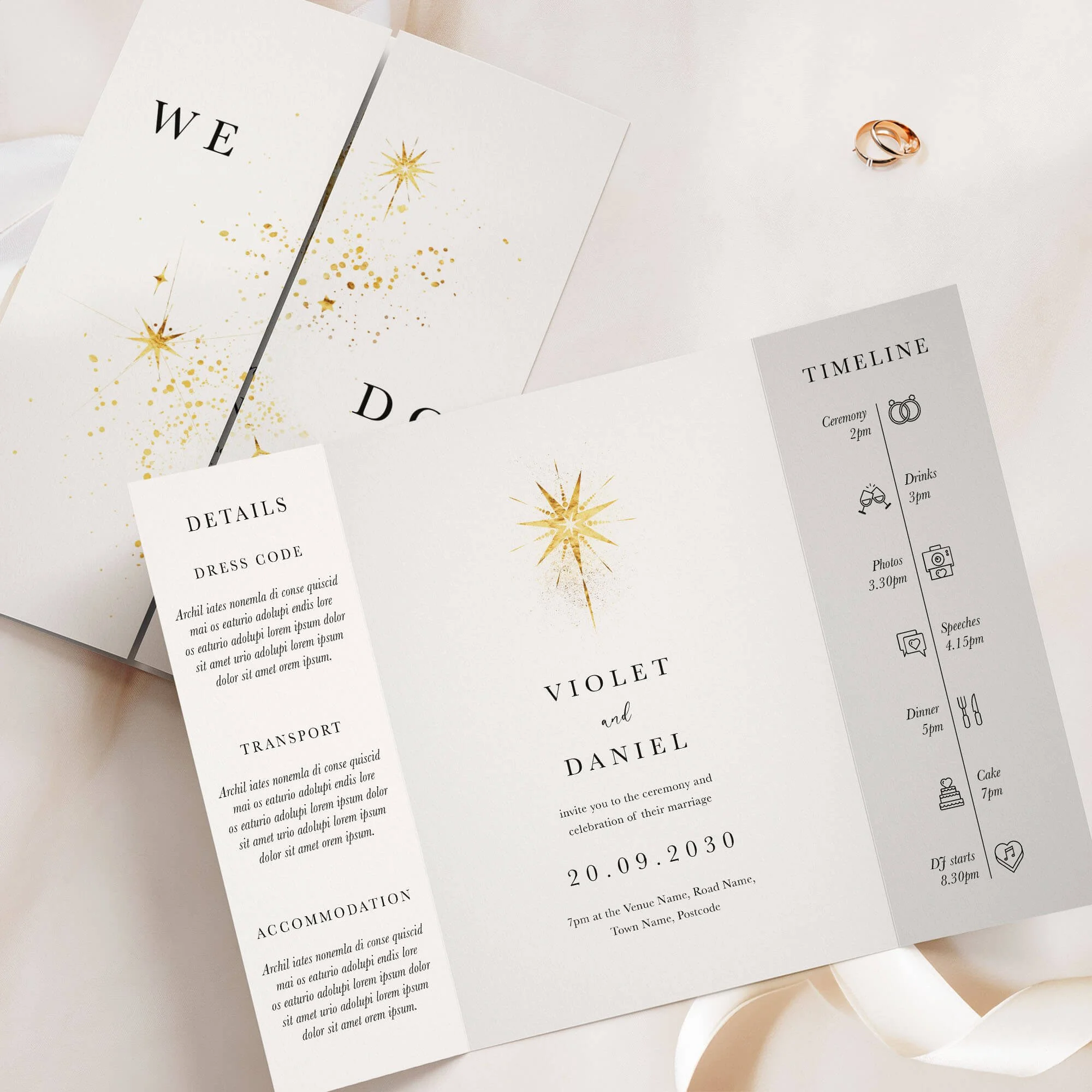 The Celestial Gatefold Wedding Invitation