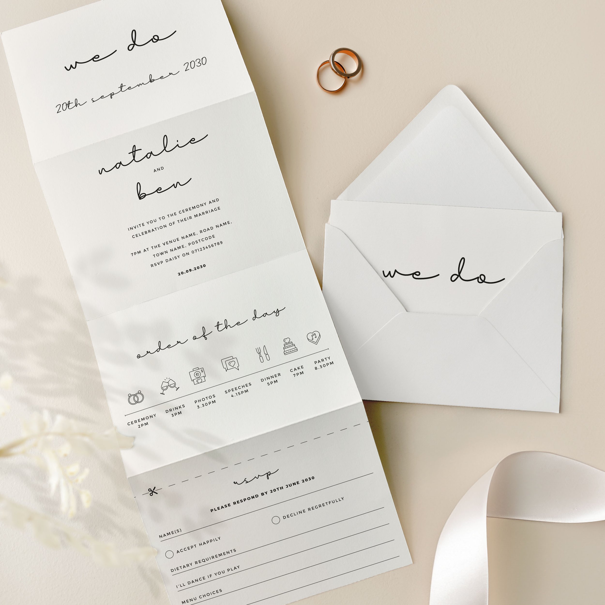 Concertina Wedding Invitation Samples