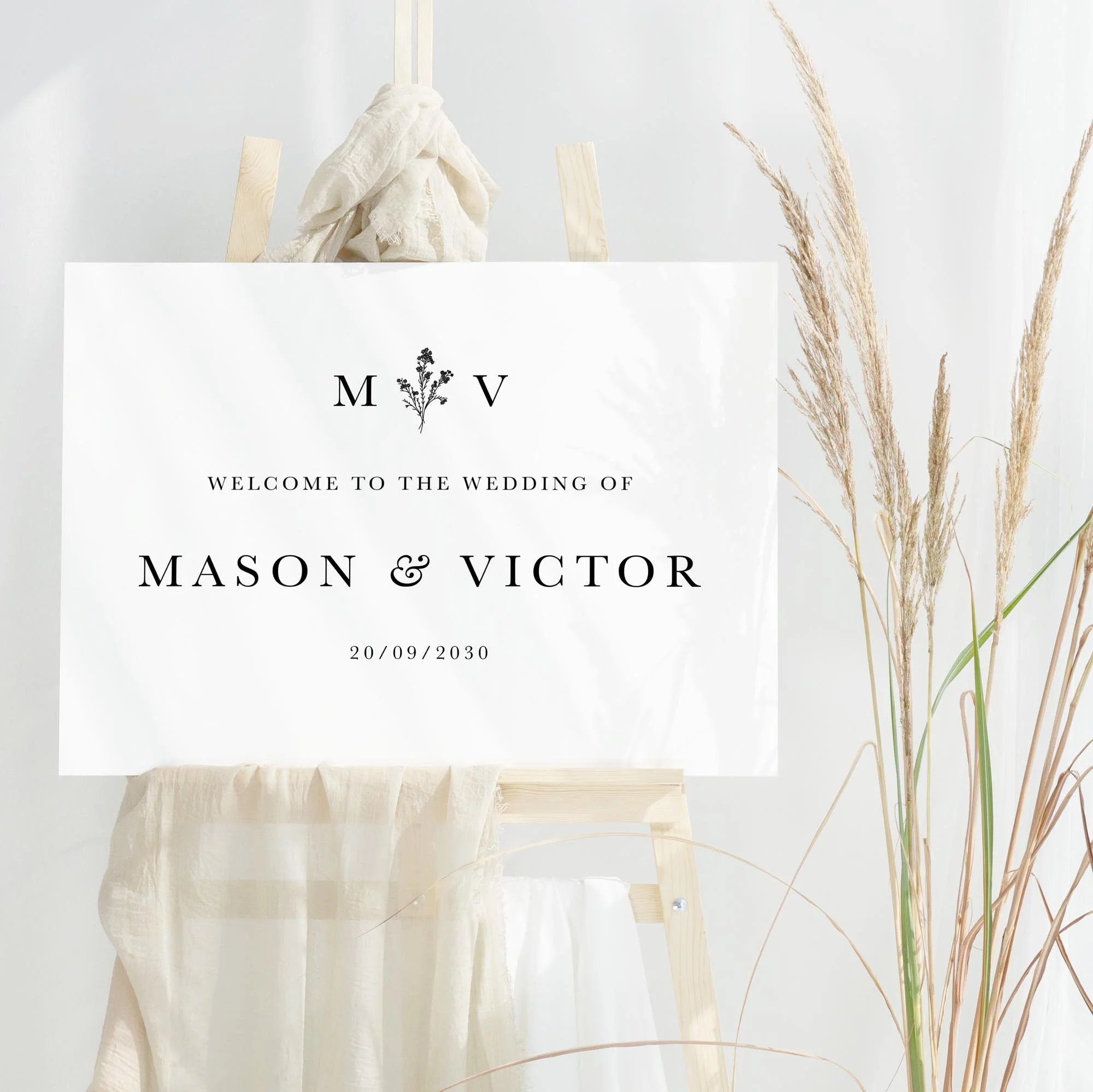 Monogram wedding welcome sign design