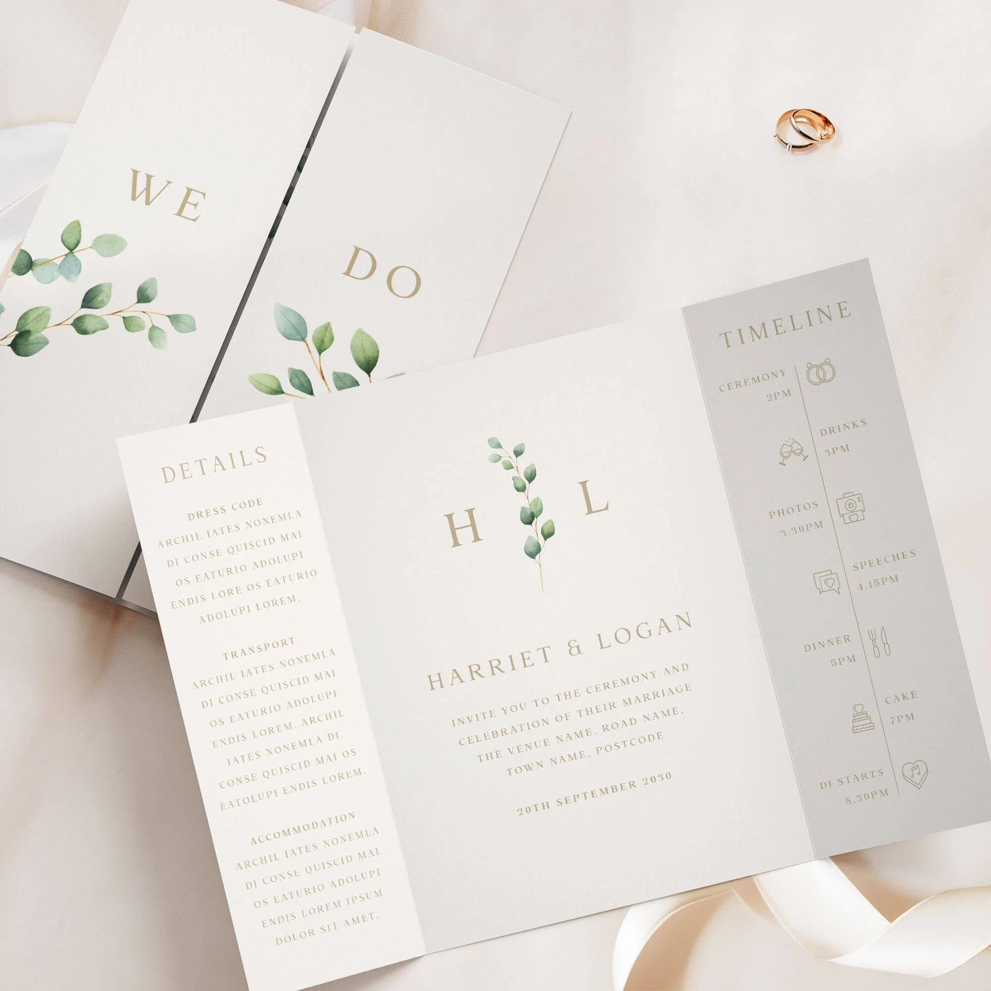 The Eucalyptus Monogram Gatefold Wedding Invitation