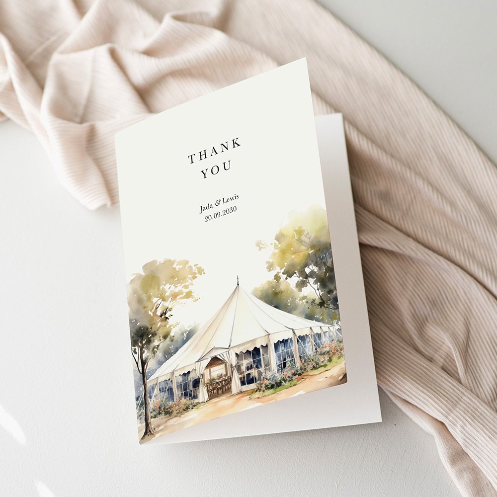 Modern Bell Tent Wedding Thank You Cards