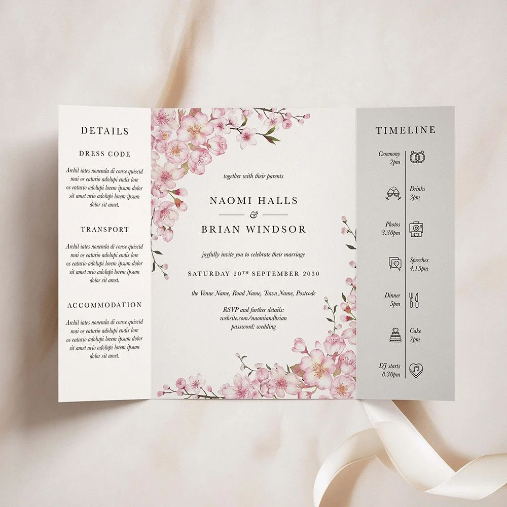 Cherry Blossom Gatefold Wedding Invites