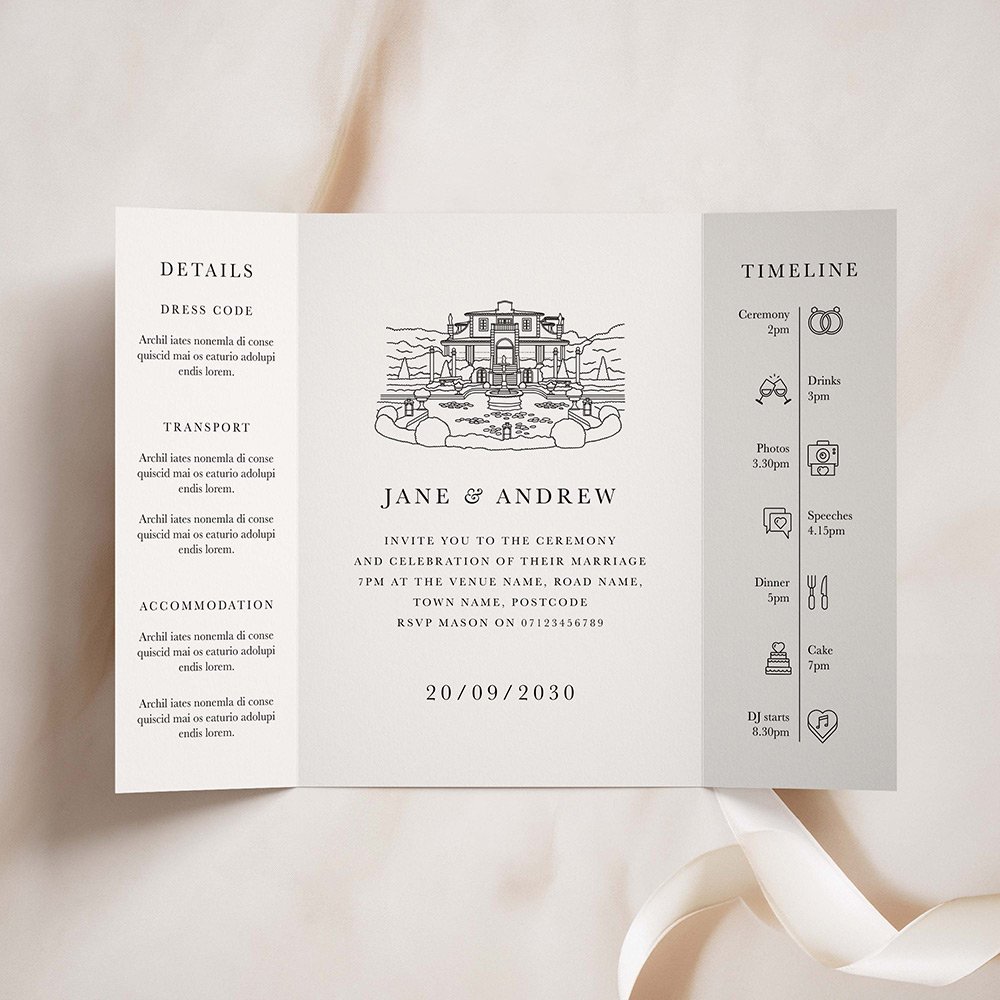 Venue Illustration Gatefold Wedding Invites