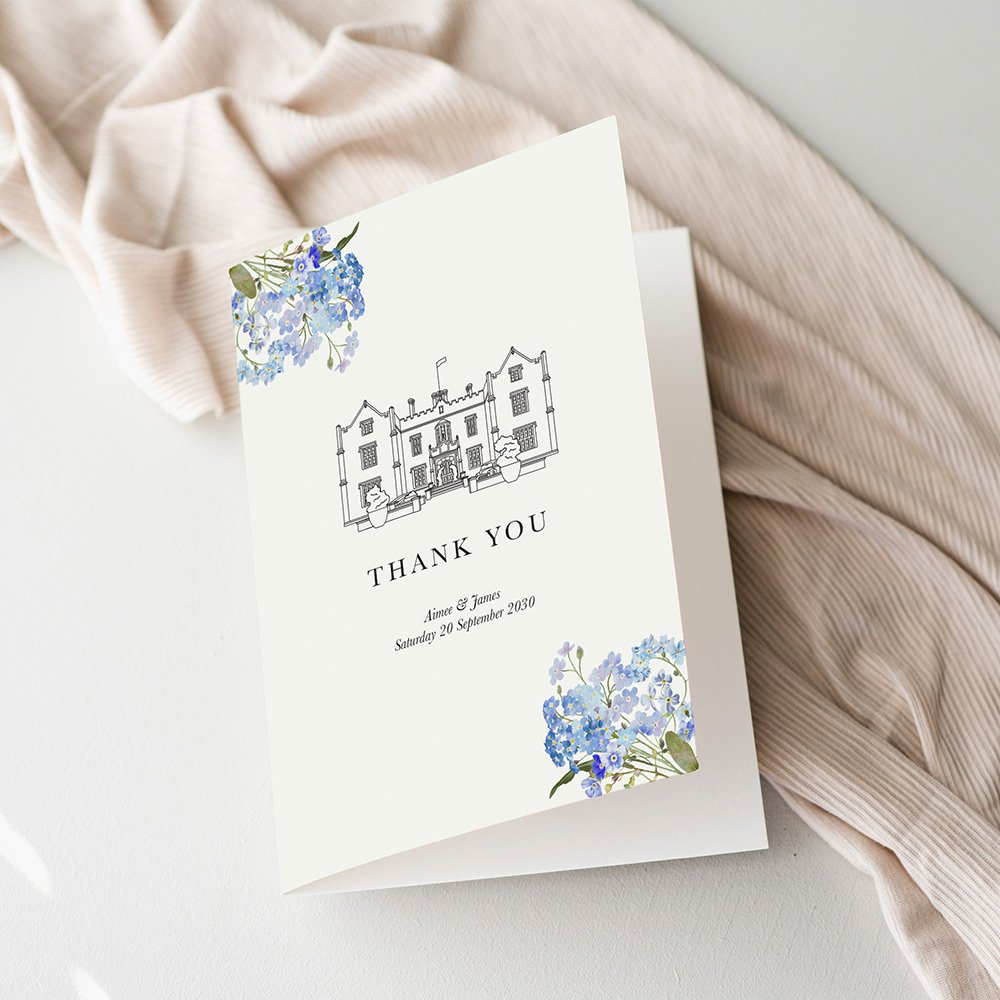 Personalised Venue Sketch Thank You Cards For Wedding