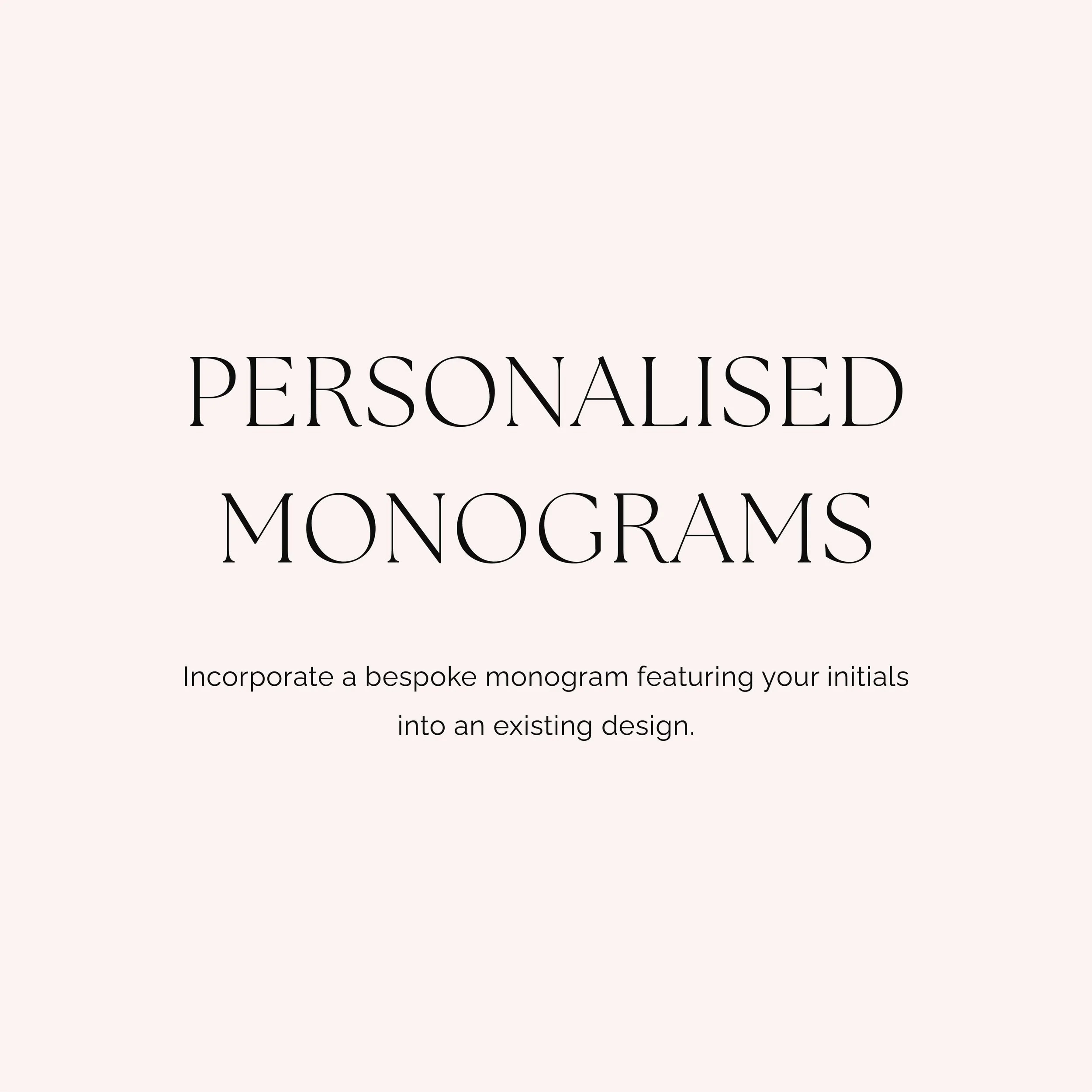 Text tile explaining Personalised Monograms as a bespoke design request