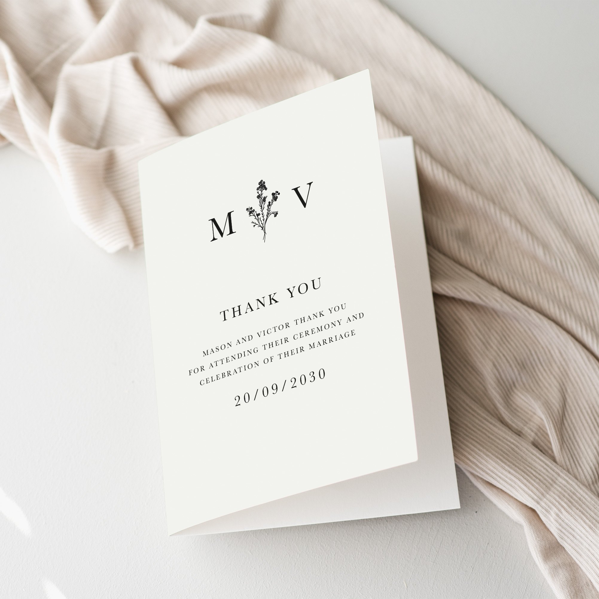 Monogram Wedding Thank You Card