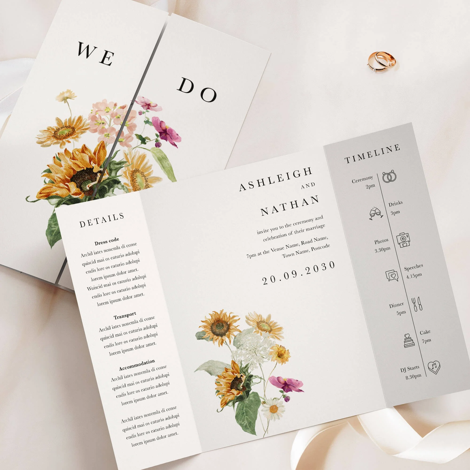 The Autumn Sunflower Gatefold Wedding Invitation