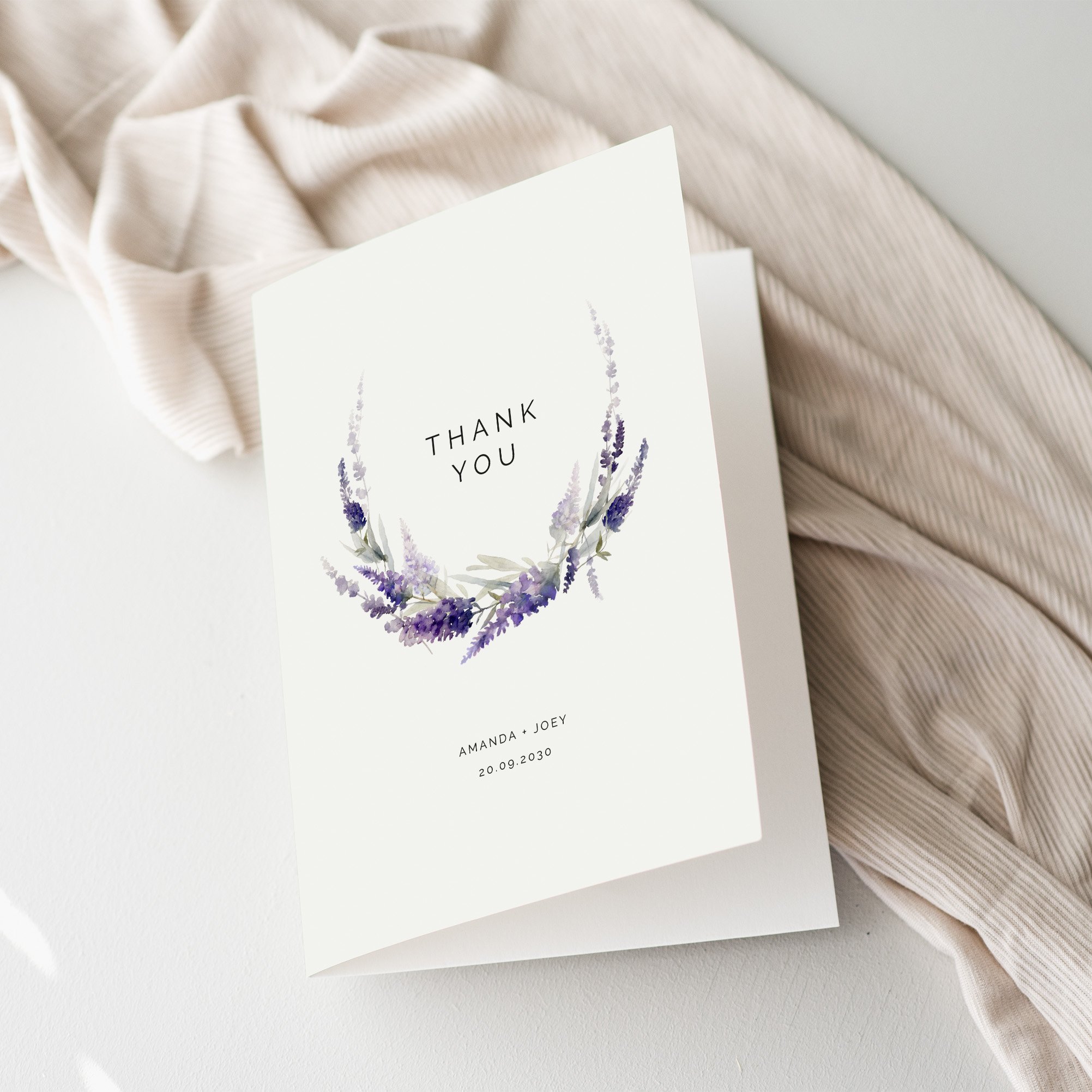 Lavender Wedding Thank You Card