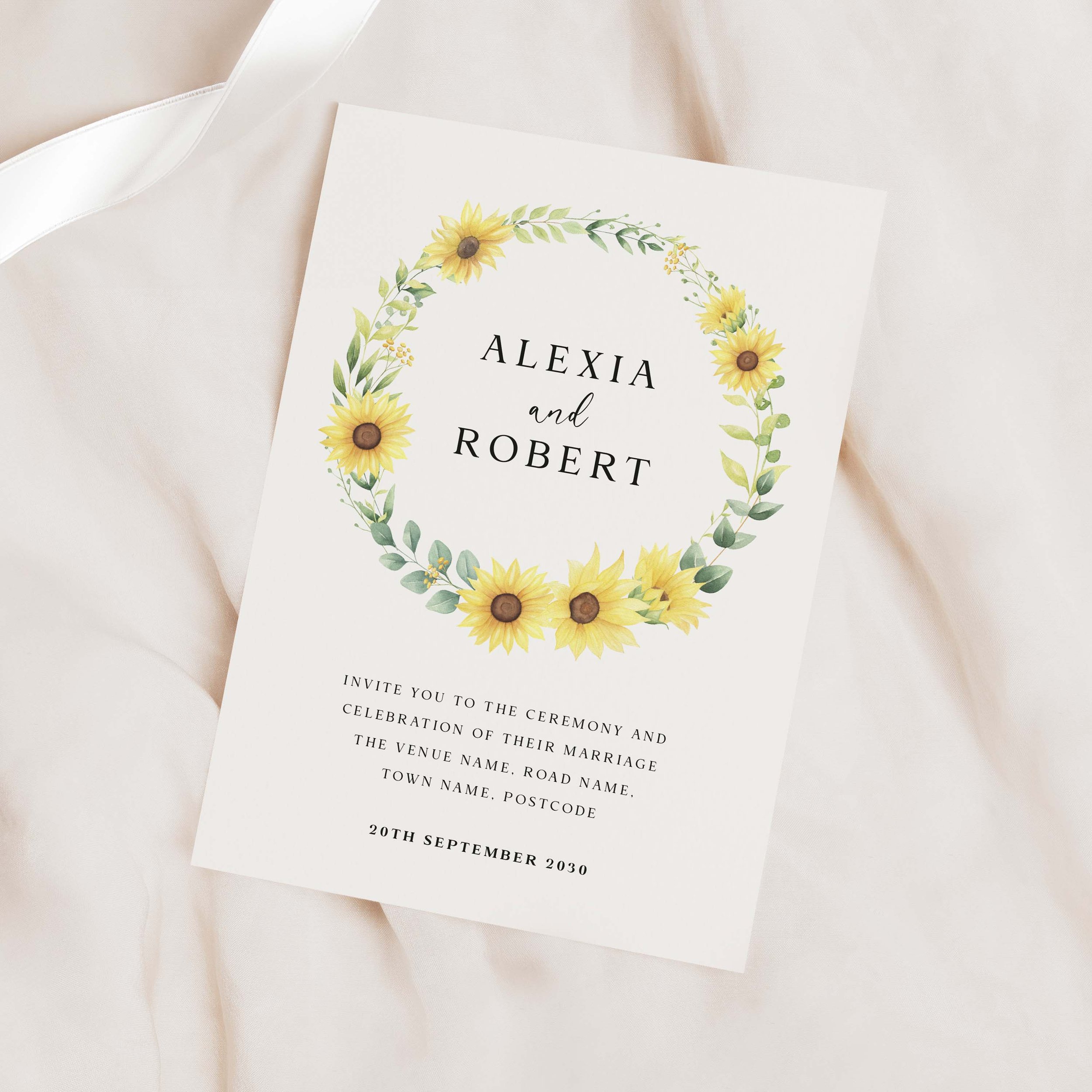 Sunflower Theme Wedding Invitation Samples