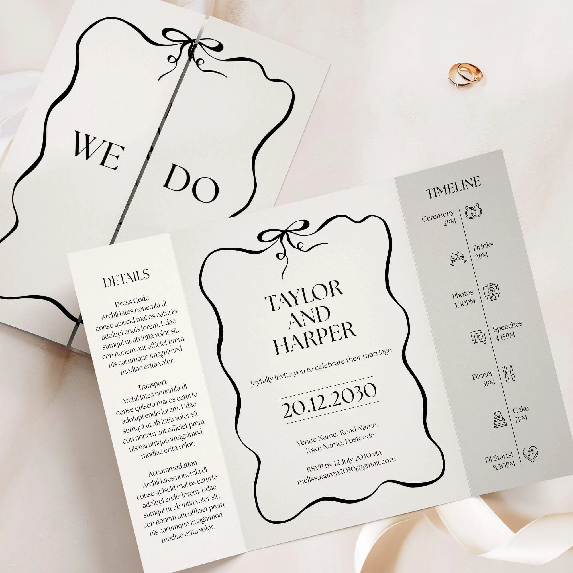 The Black Tie Gatefold Wedding Invitation