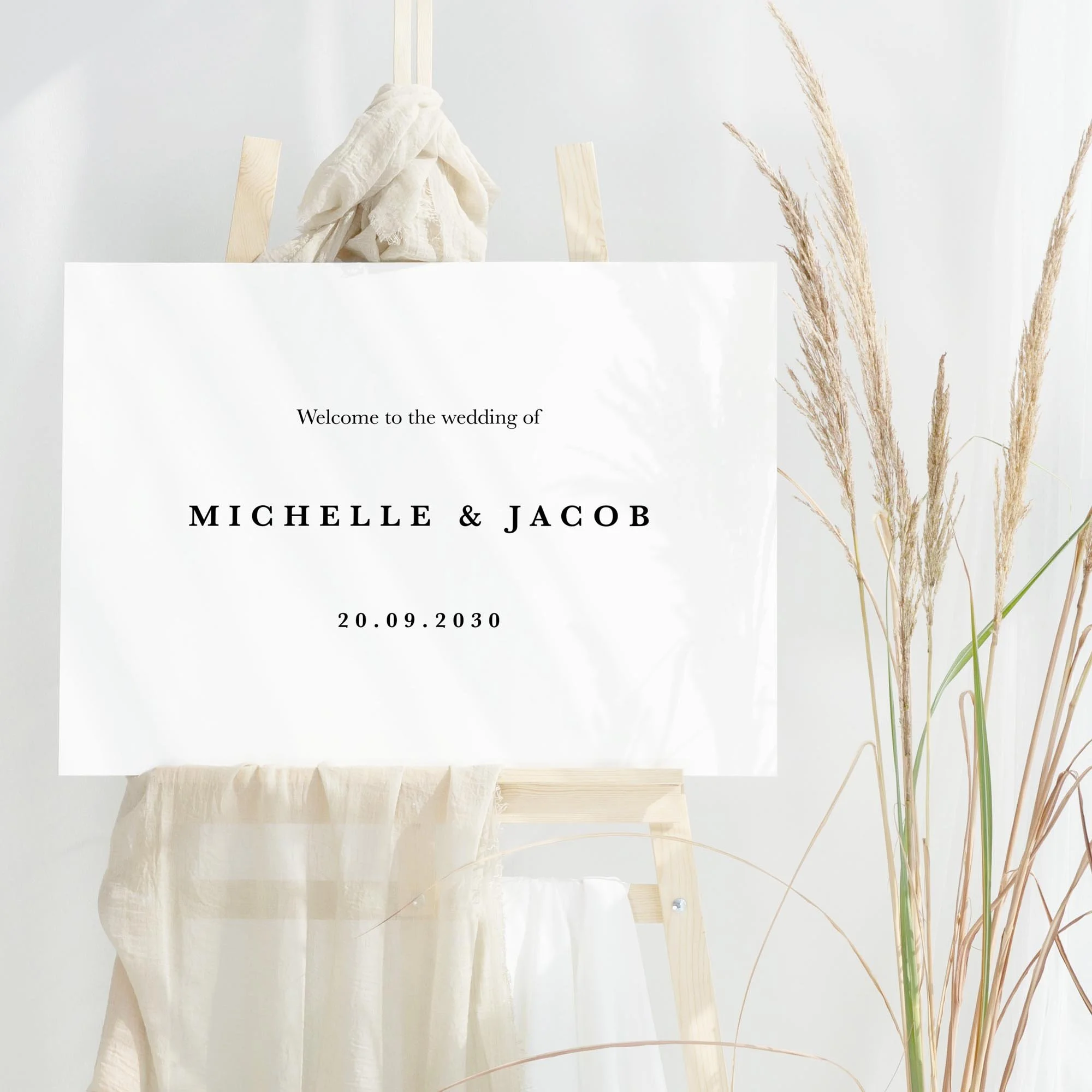 Minimal wedding welcome sign design