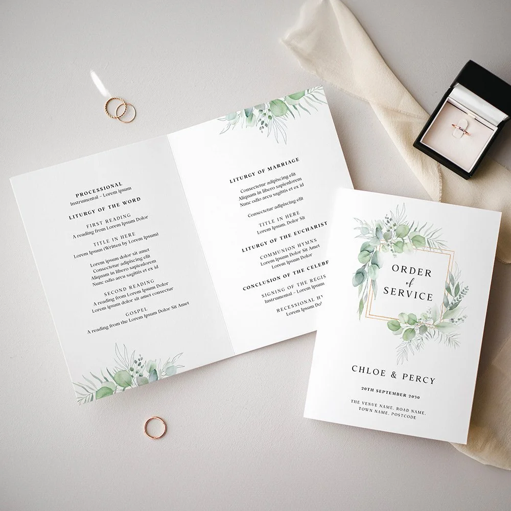 Eucalyptus Printed Wedding Programme