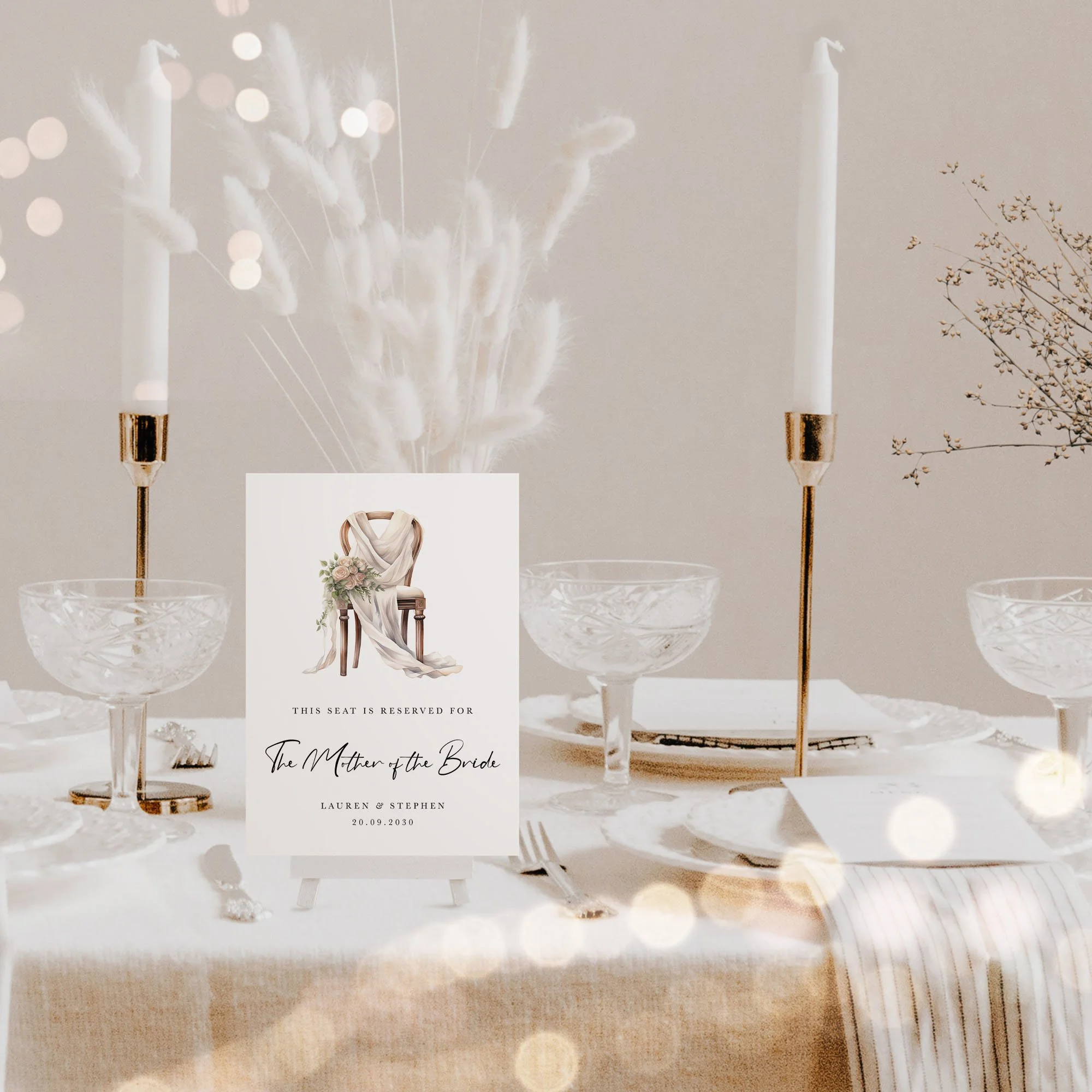 custom wedding reserved seat signs