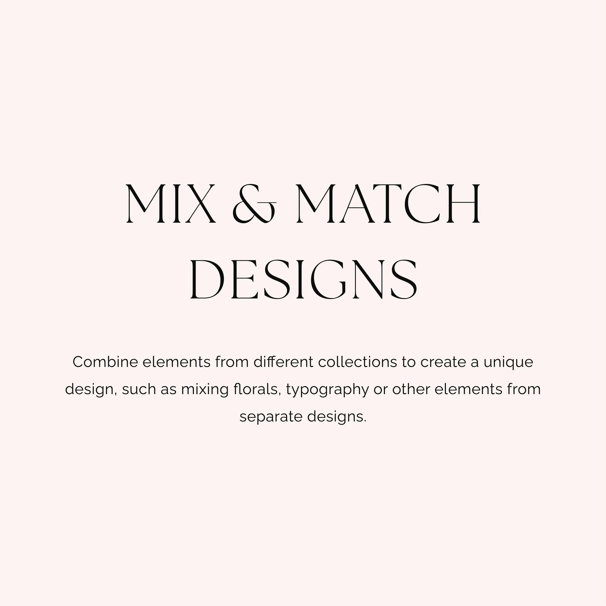 Text tile explaining Mix & Match Designs as a bespoke design request