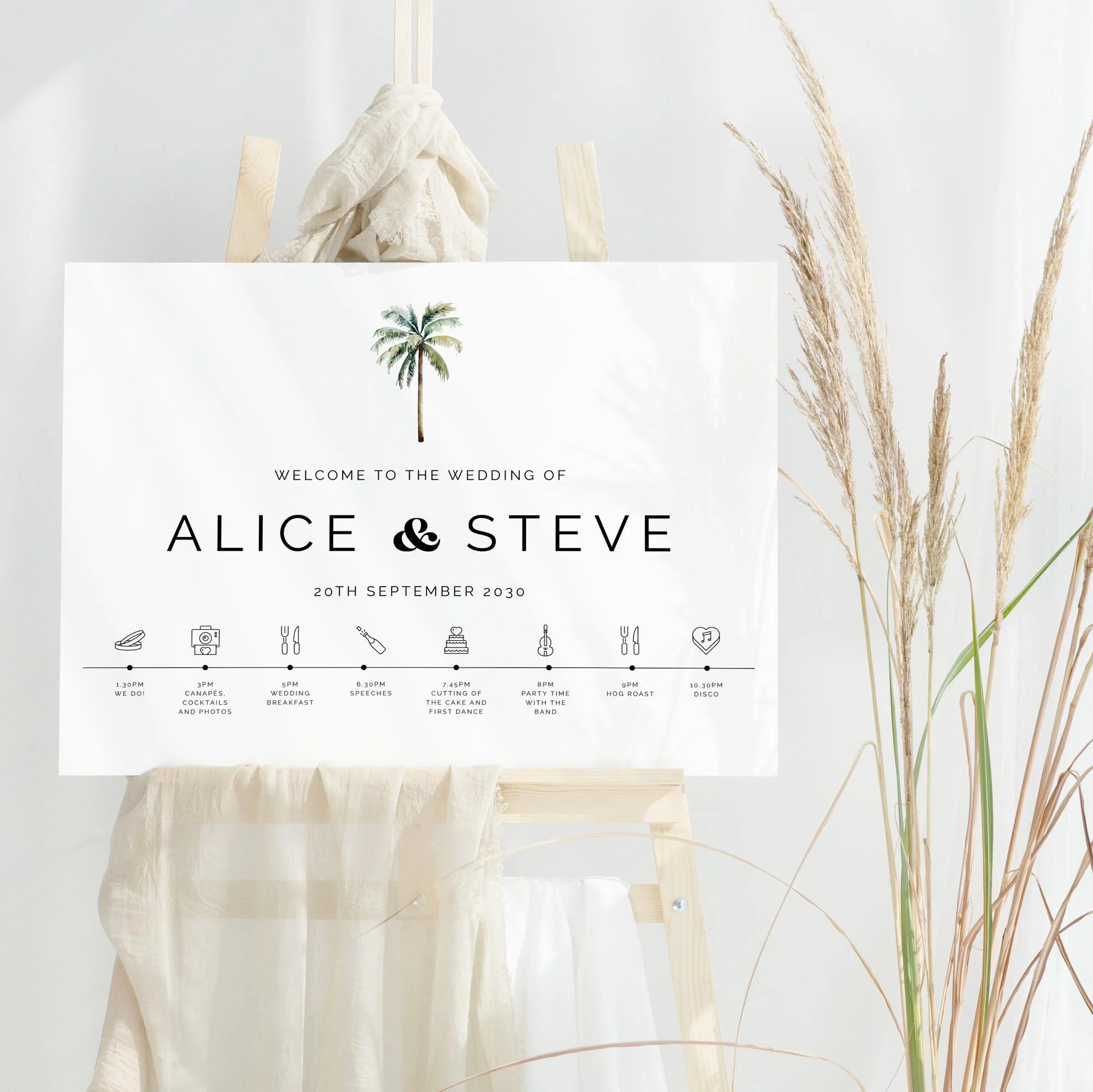 Palm Tree wedding welcome sign design