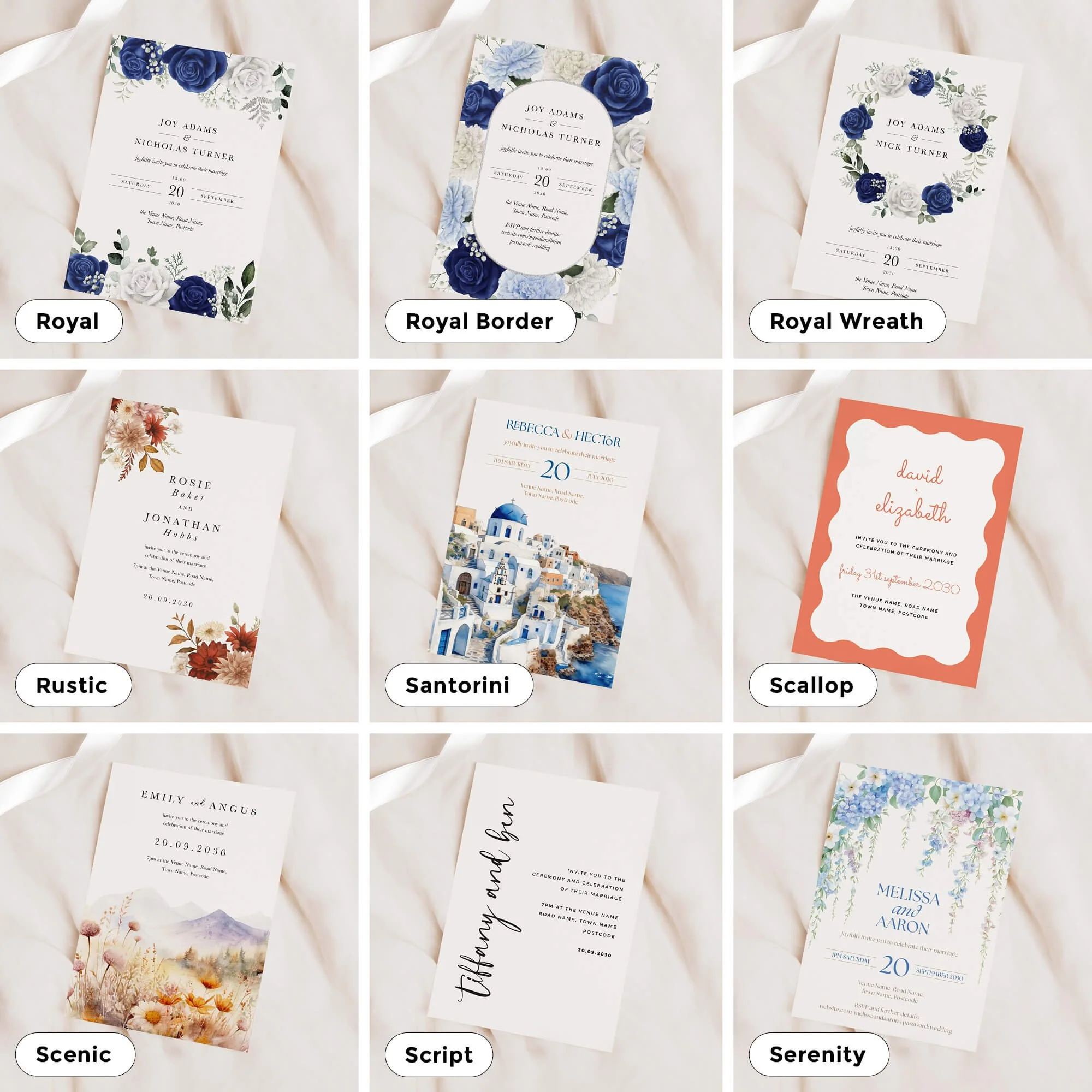 A5 Wedding invitations in lots of different designs