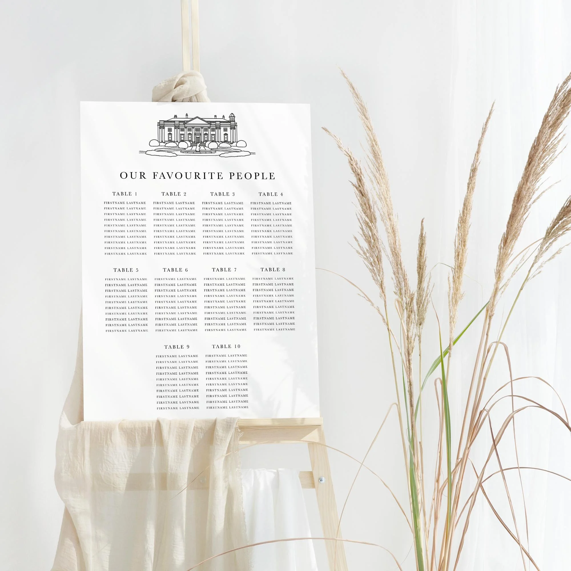 Bespoke Venue Sketch wedding table plan board seating chart sign