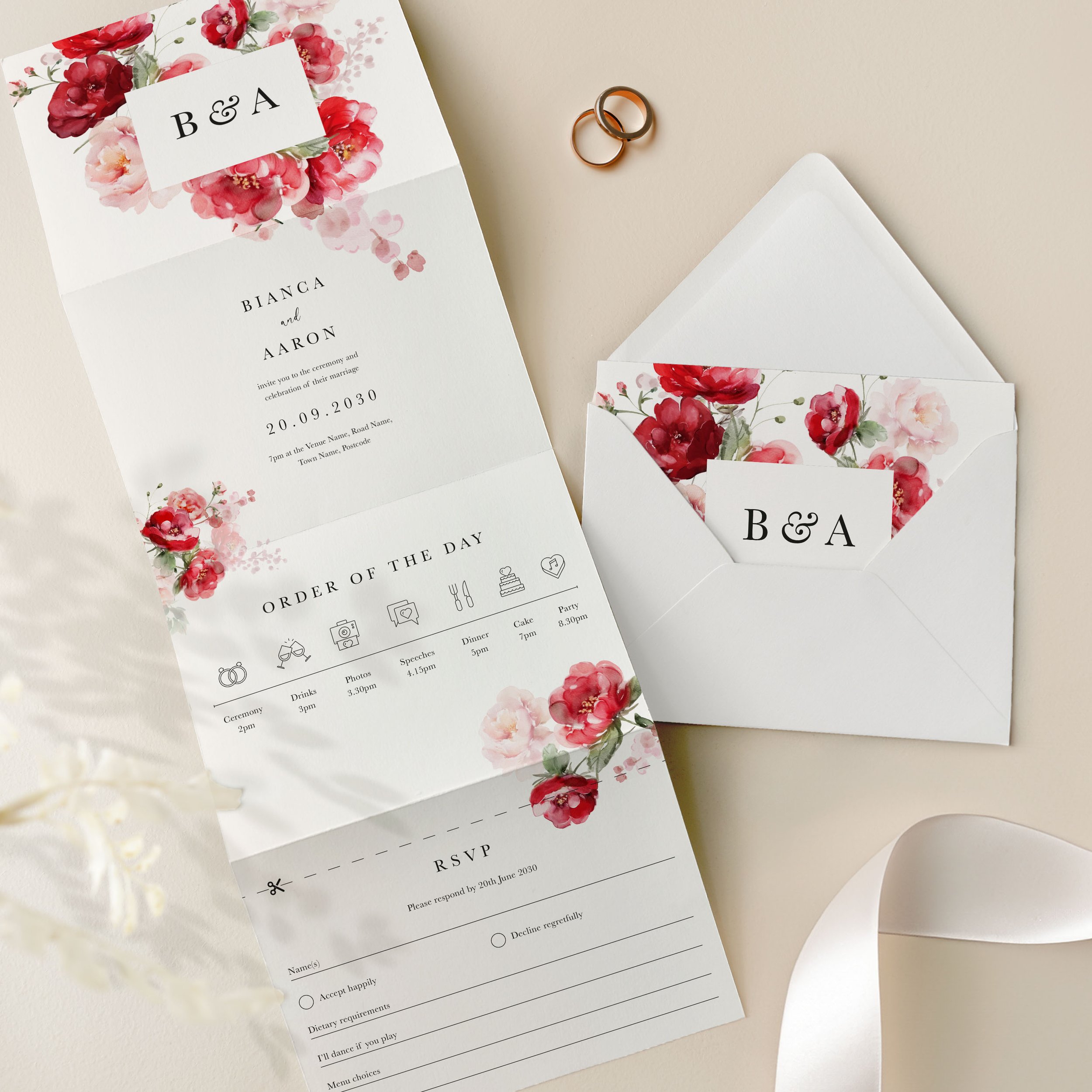 Concertina Wedding Invitation Samples