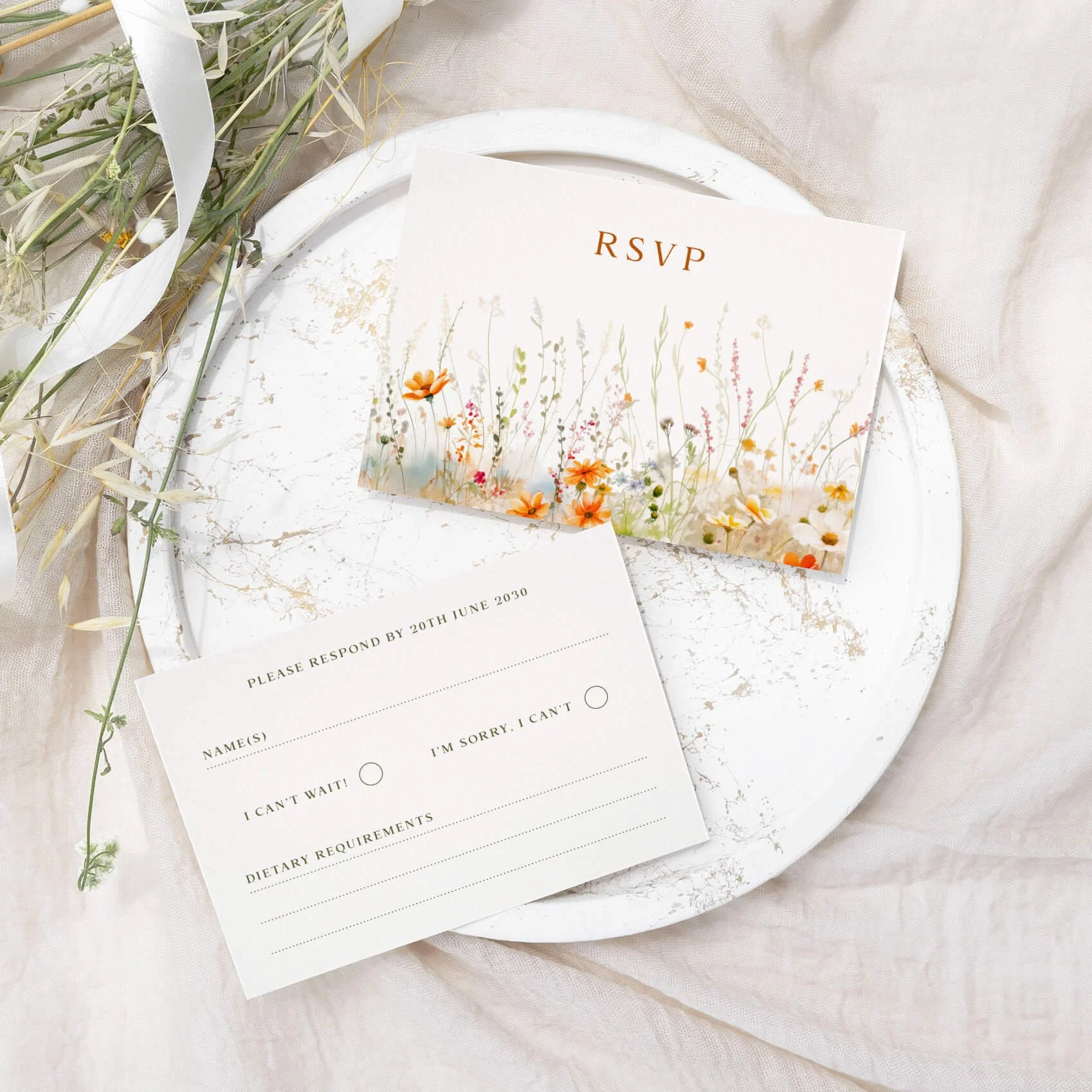 The Field Vermillion Wedding RSVP Cards