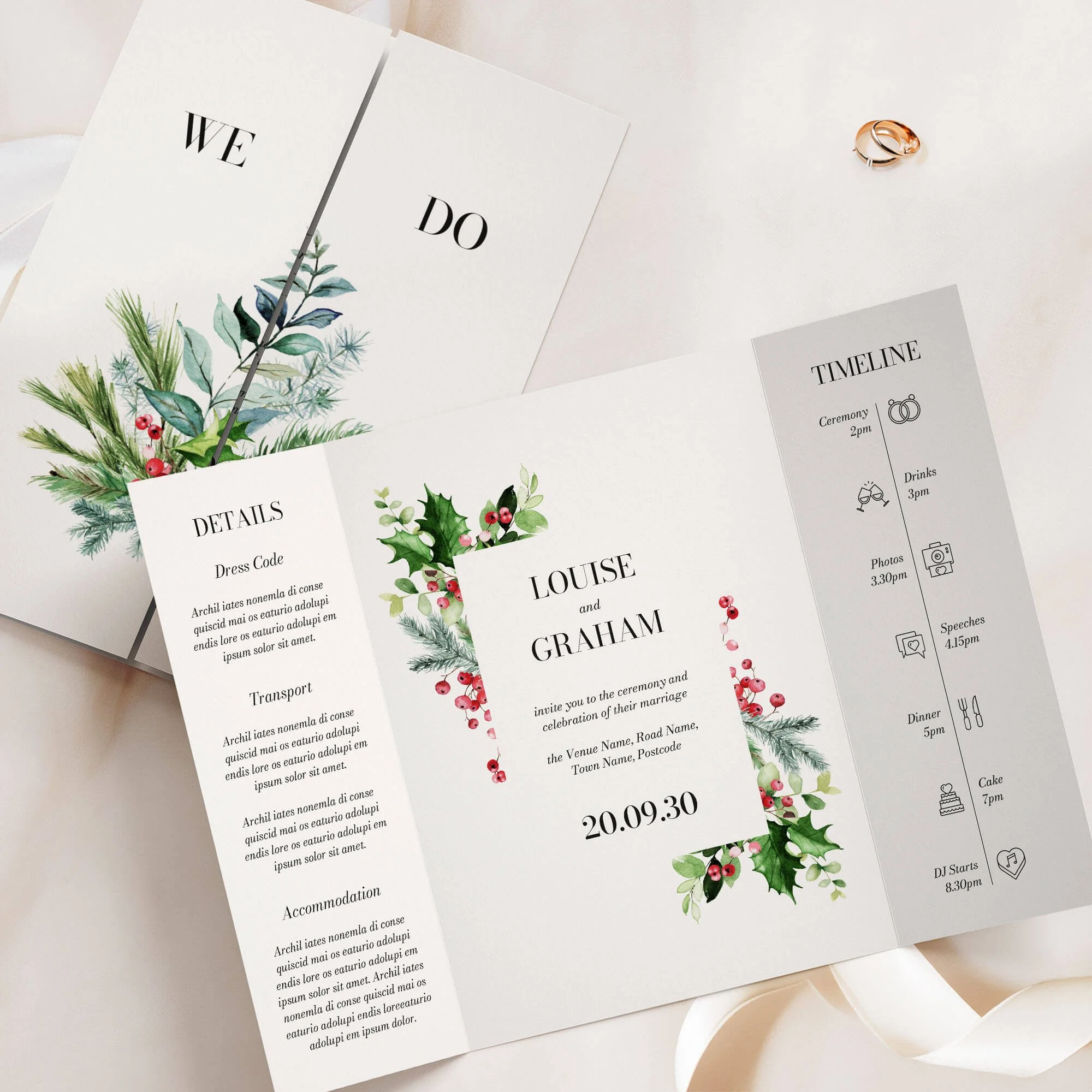 The Festive Gatefold Wedding Invitation