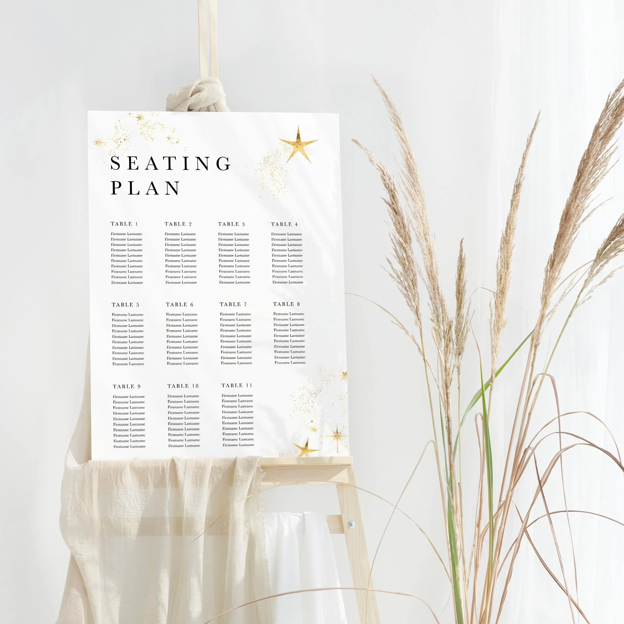 Celestial wedding table plan board seating chart sign