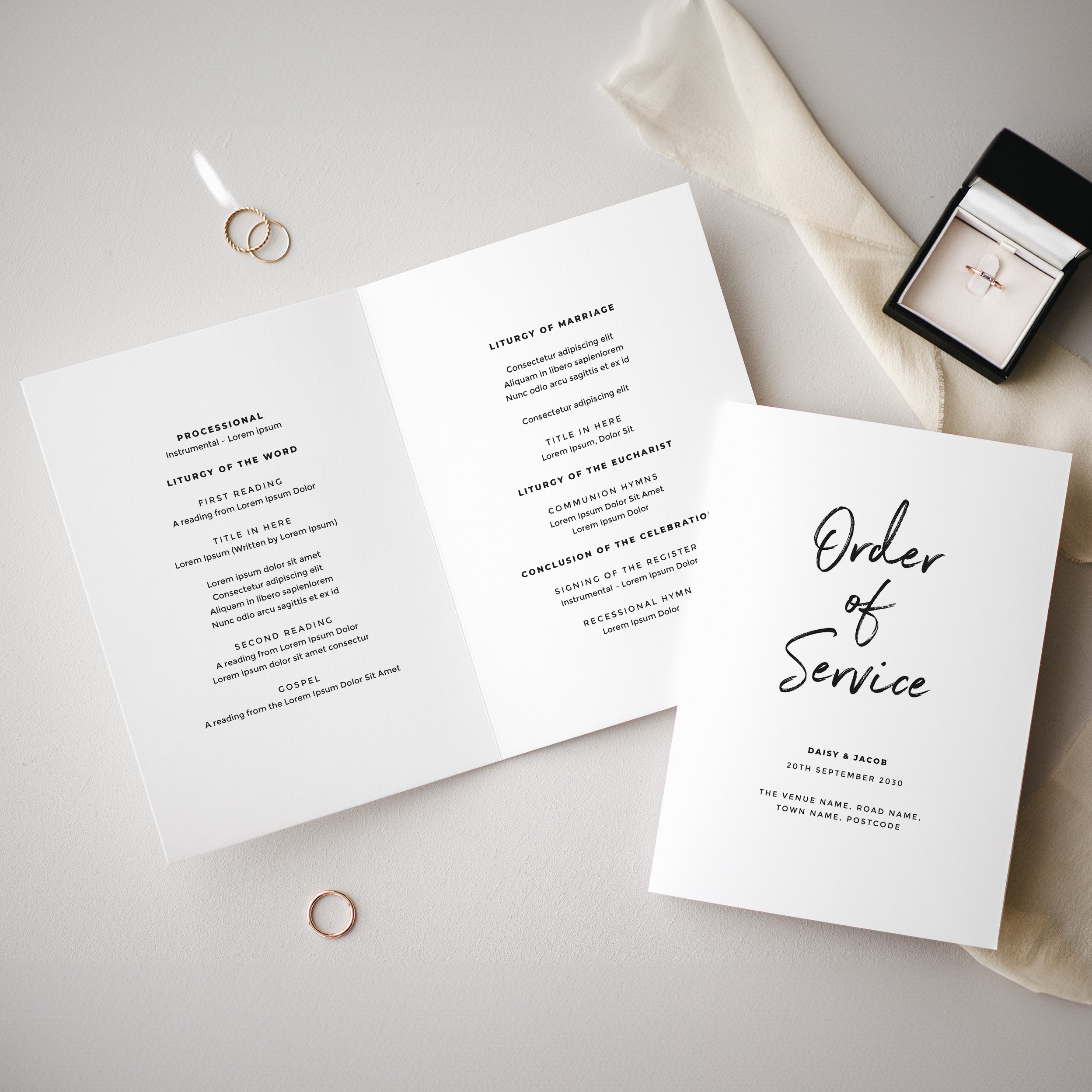Simple Wedding Order of Service Booklet
