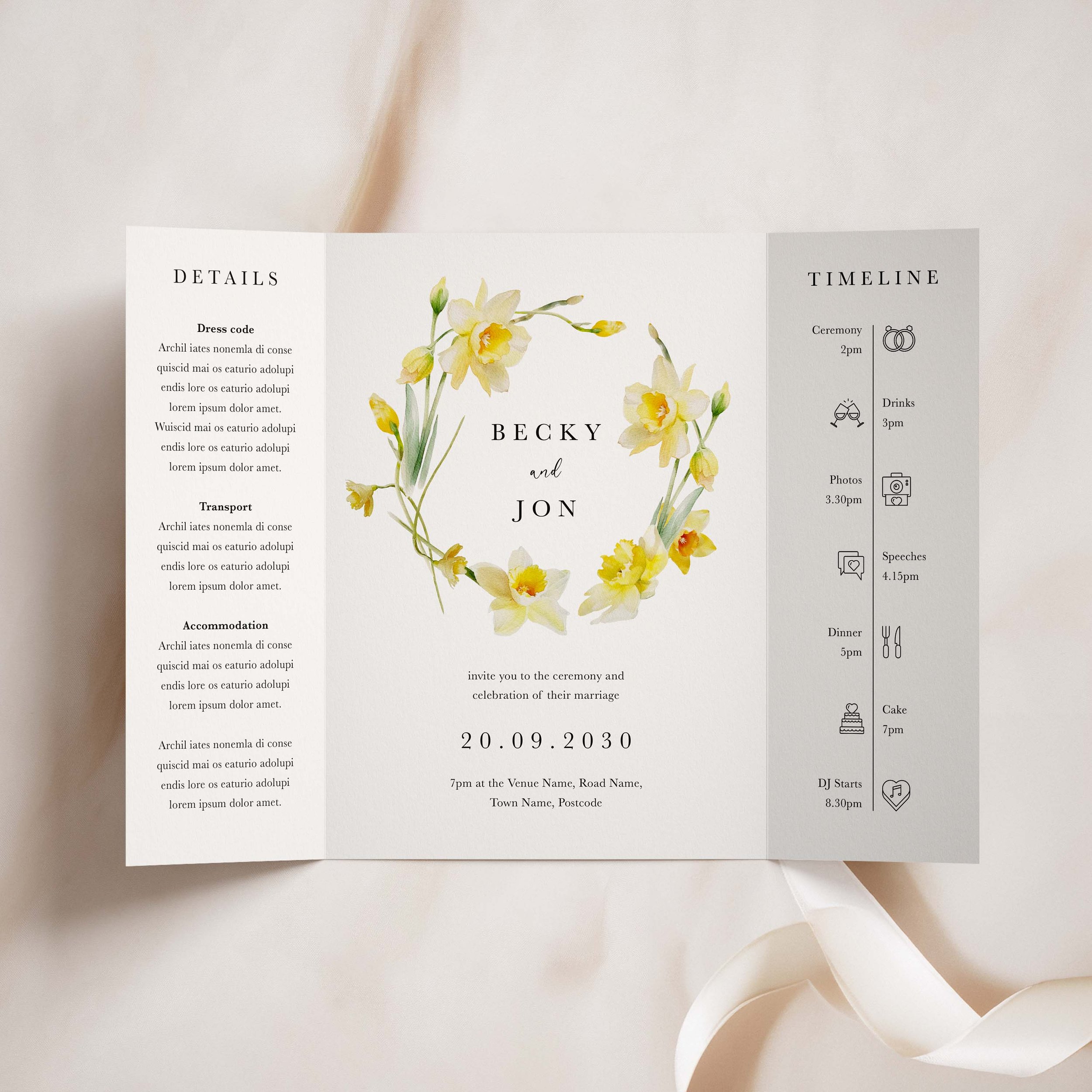 Yellow Daffodil Wedding Invitations