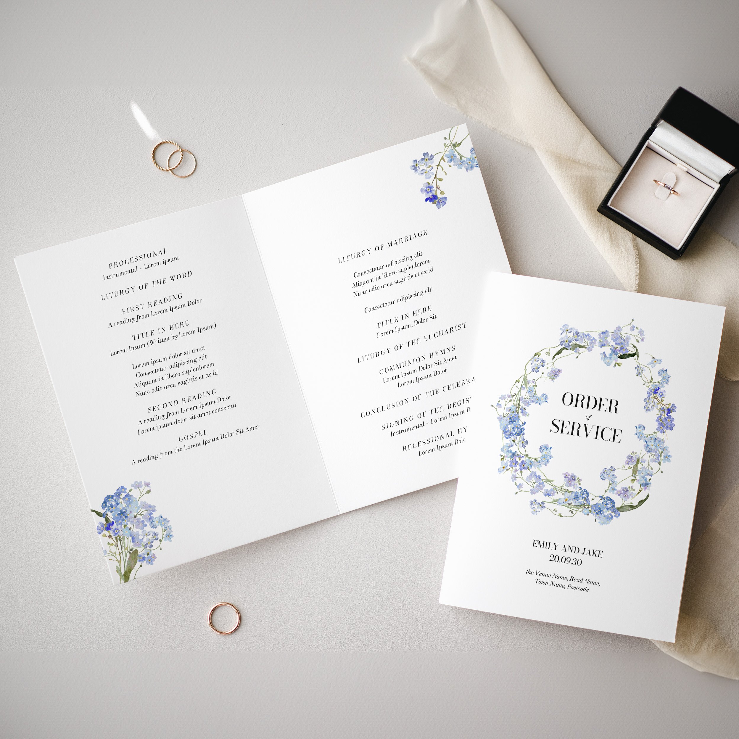 Forget me not order of service wedding