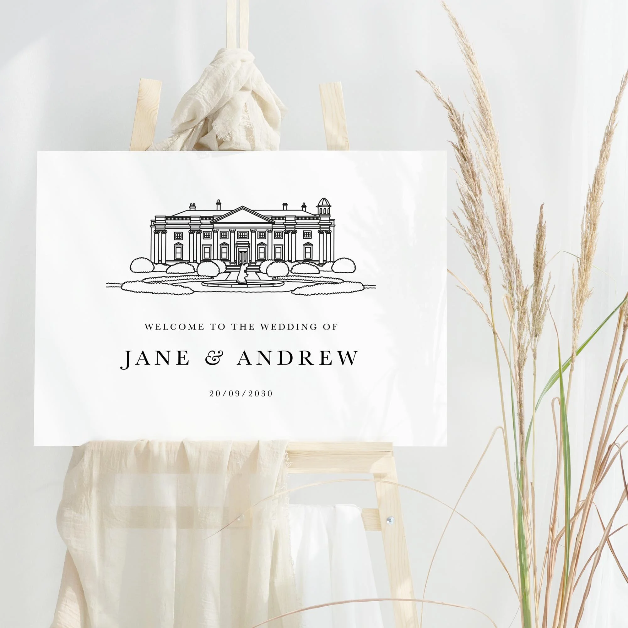 Bespoke Venue Sketch wedding welcome sign design