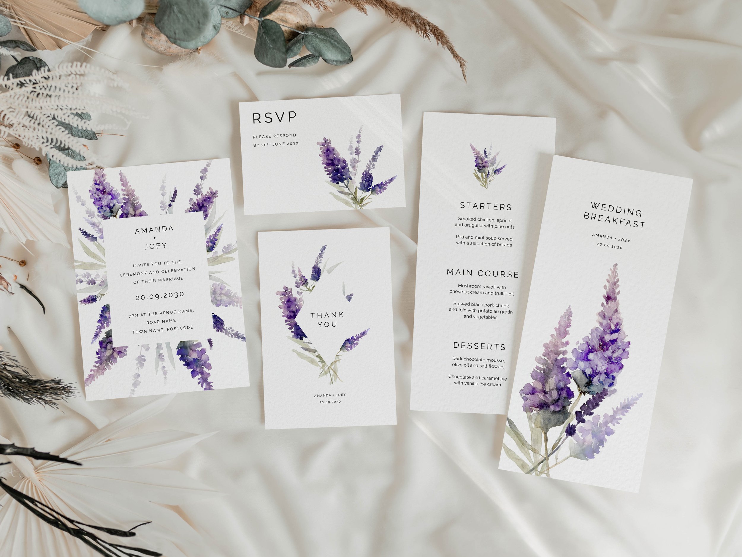 Lavender Flower Wedding Stationery
