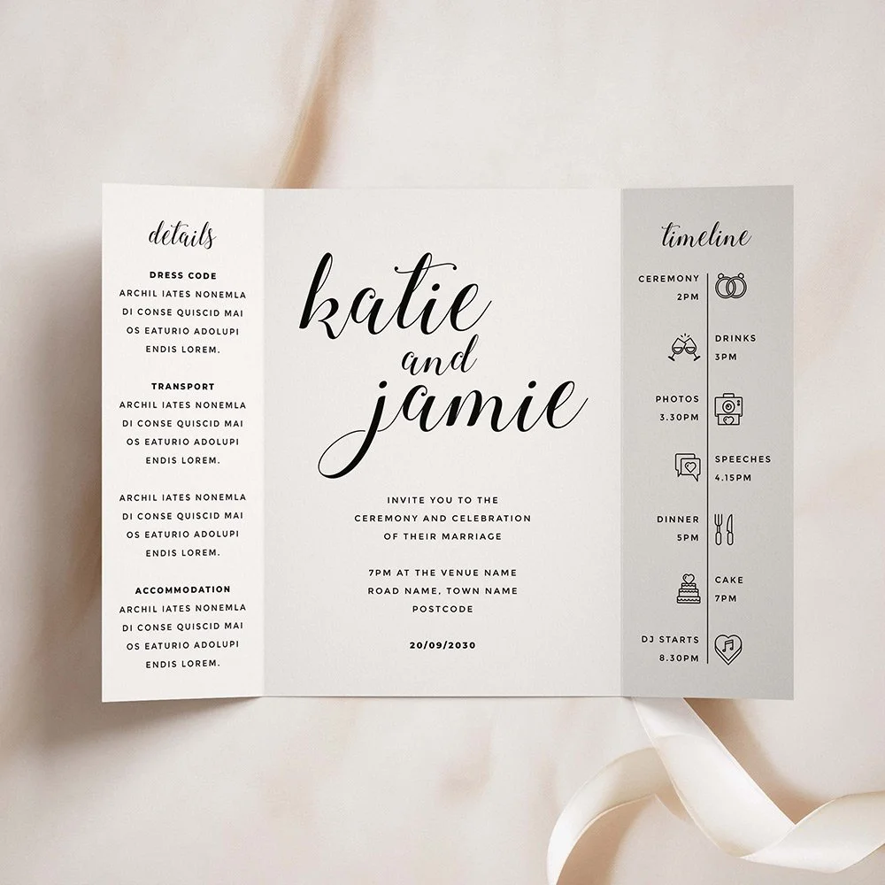 Modern Black and White Gatefold Wedding Invites