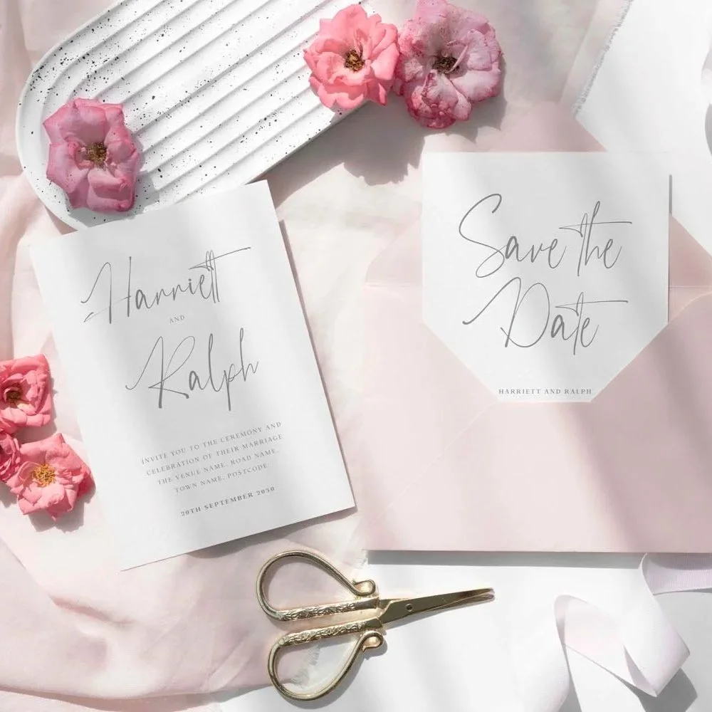 Minimal Wedding Day and Reception Invitations