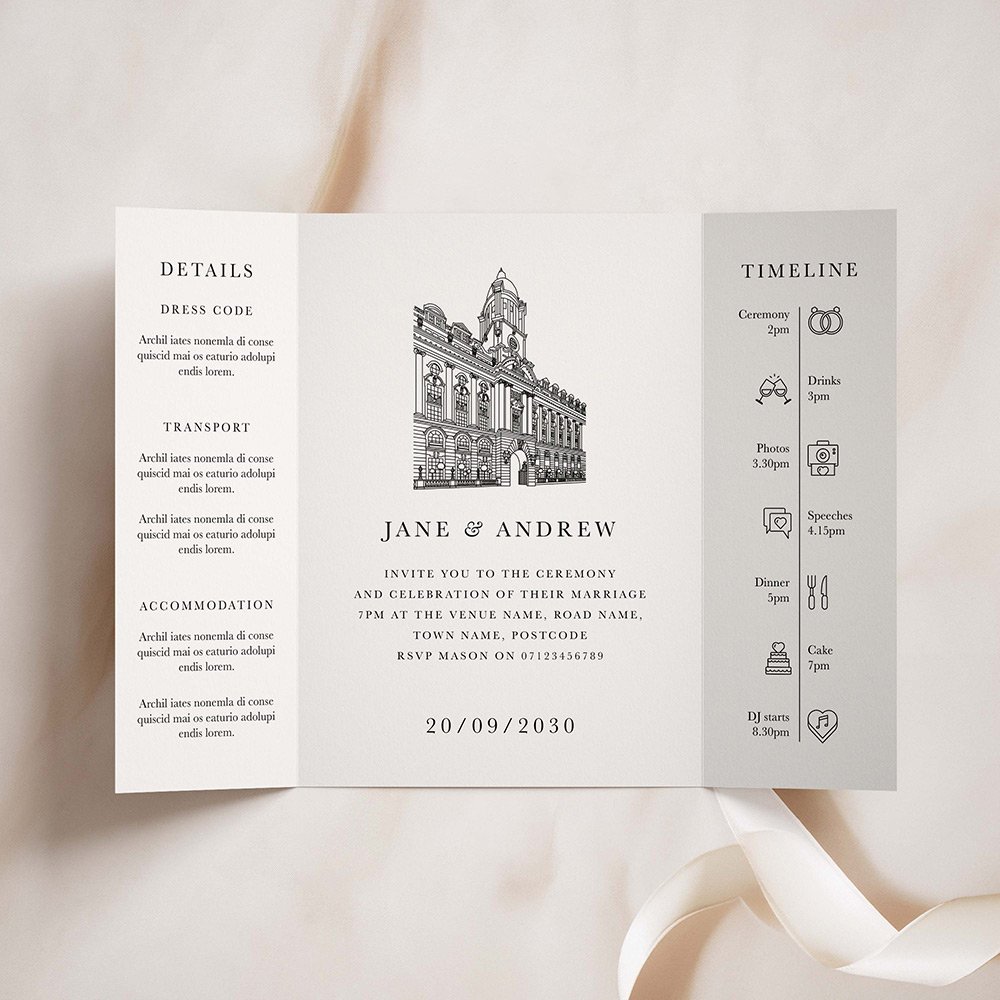 Venue Sketch Gatefold Wedding Invites
